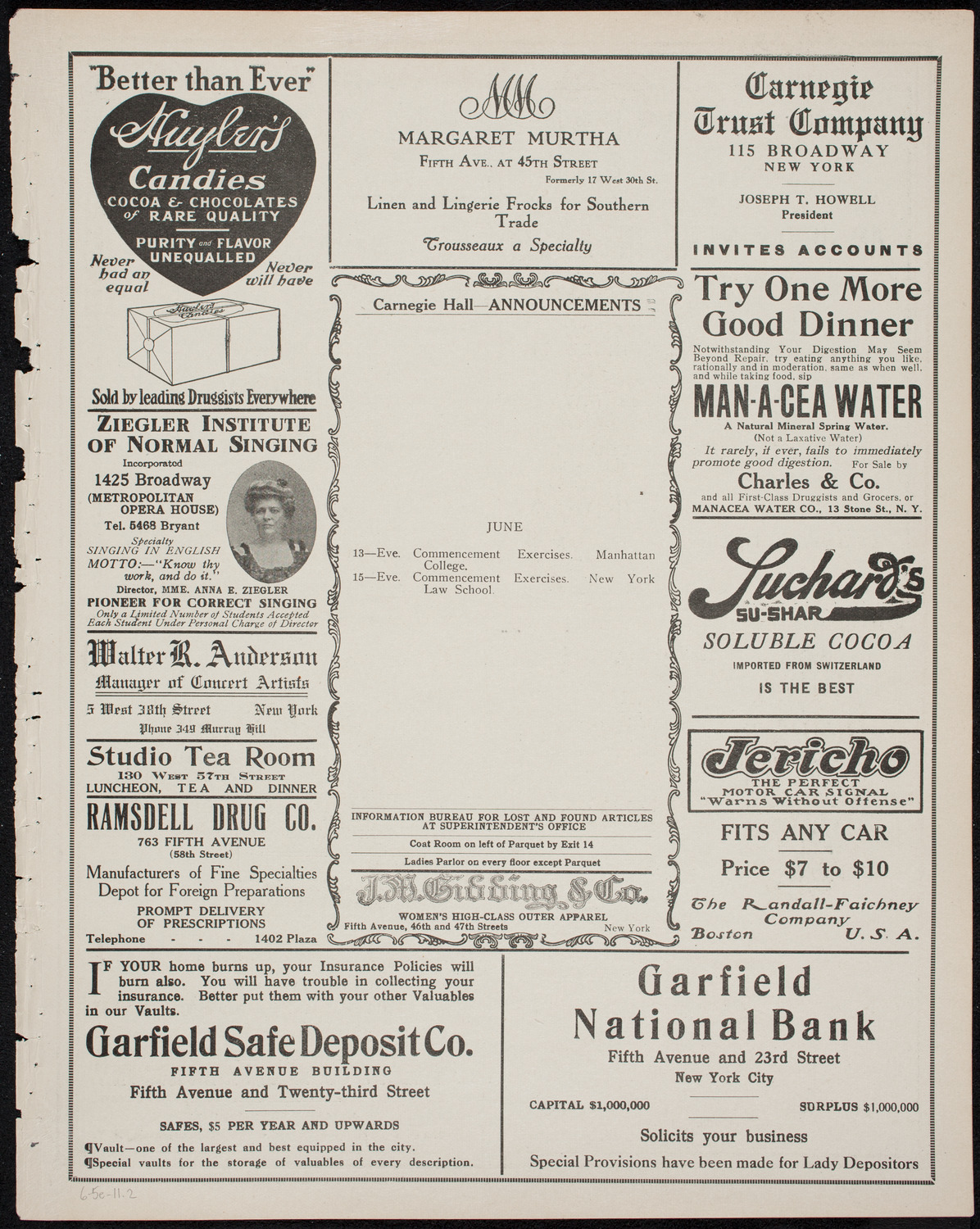 Graduation: New York College of Dentistry, June 5, 1911, program page 3