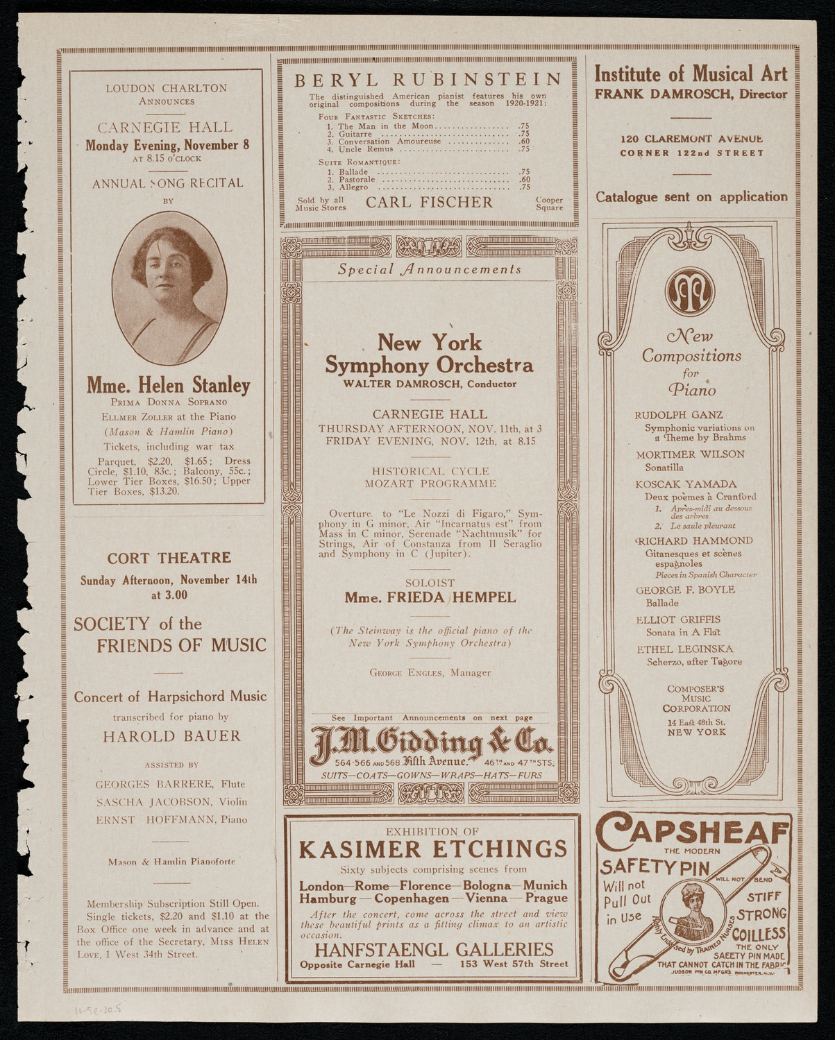 New York Symphony Orchestra, November 5, 1920, program page 9