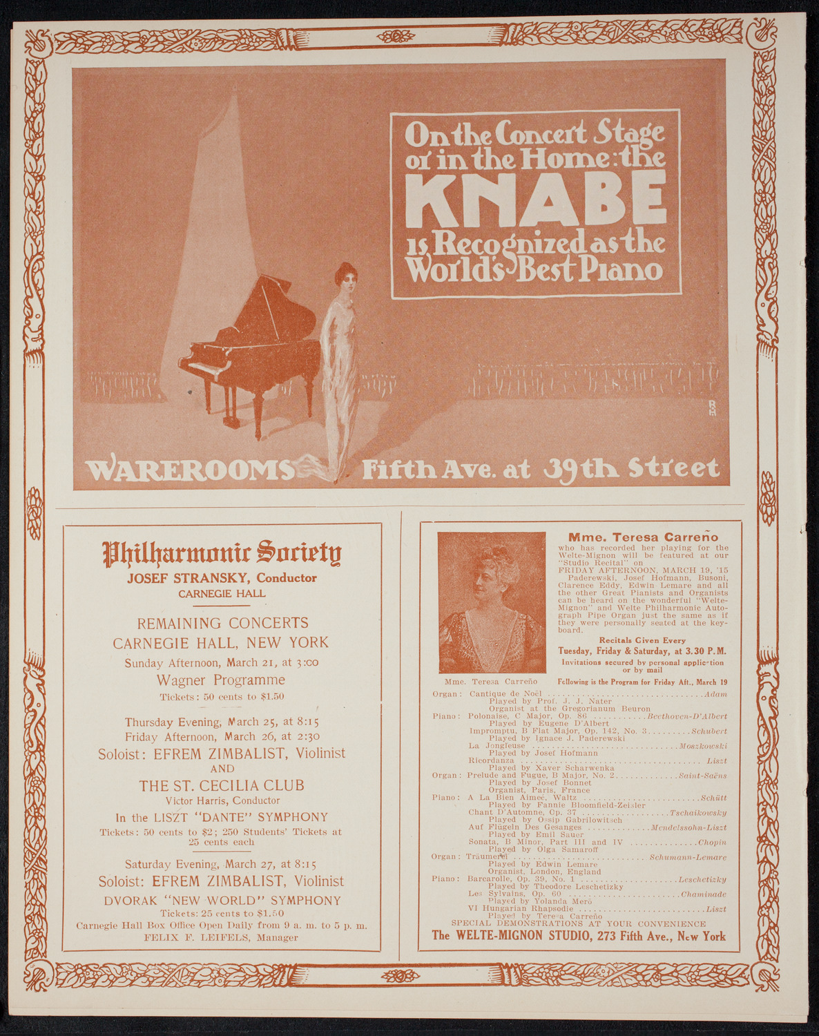 John McCormack, Tenor, March 14, 1915, program page 12