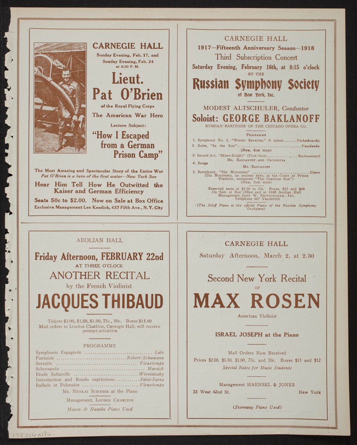Boston Symphony Orchestra, February 16, 1918, program page 11