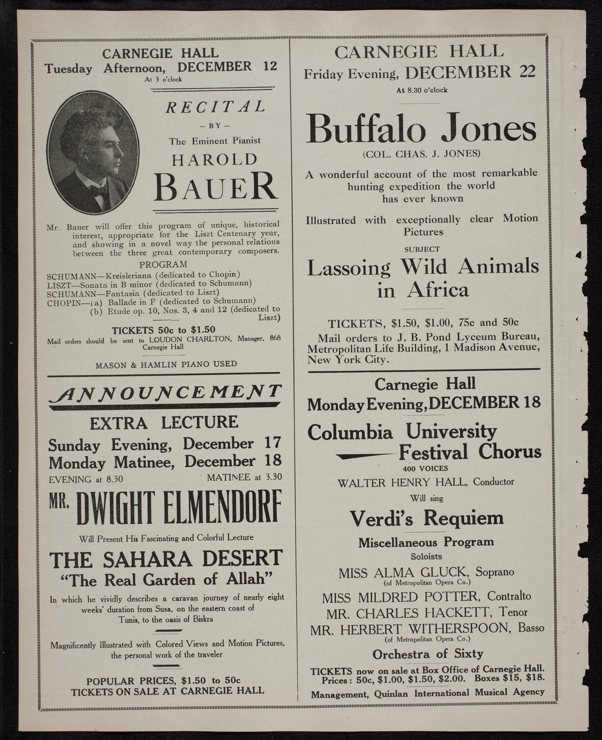 Leonard Borwick, Piano, December 8, 1911, program page 10