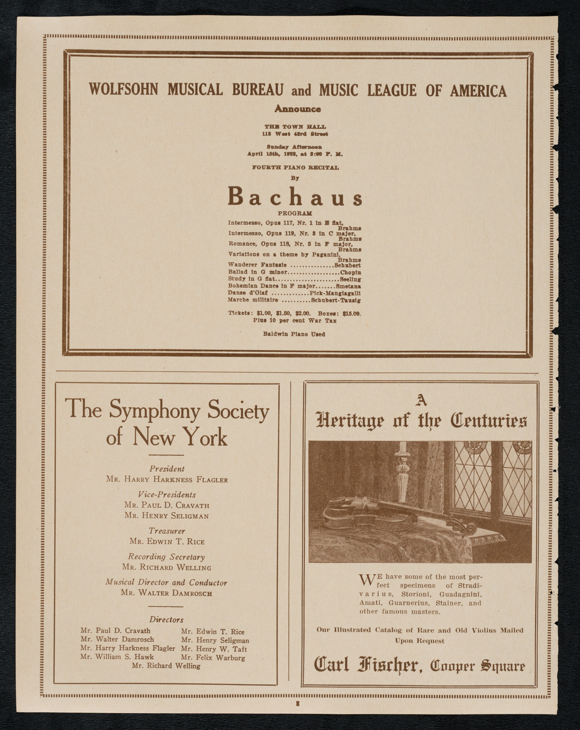 The Bakule Chorus of Prague, April 11, 1923, program page 8