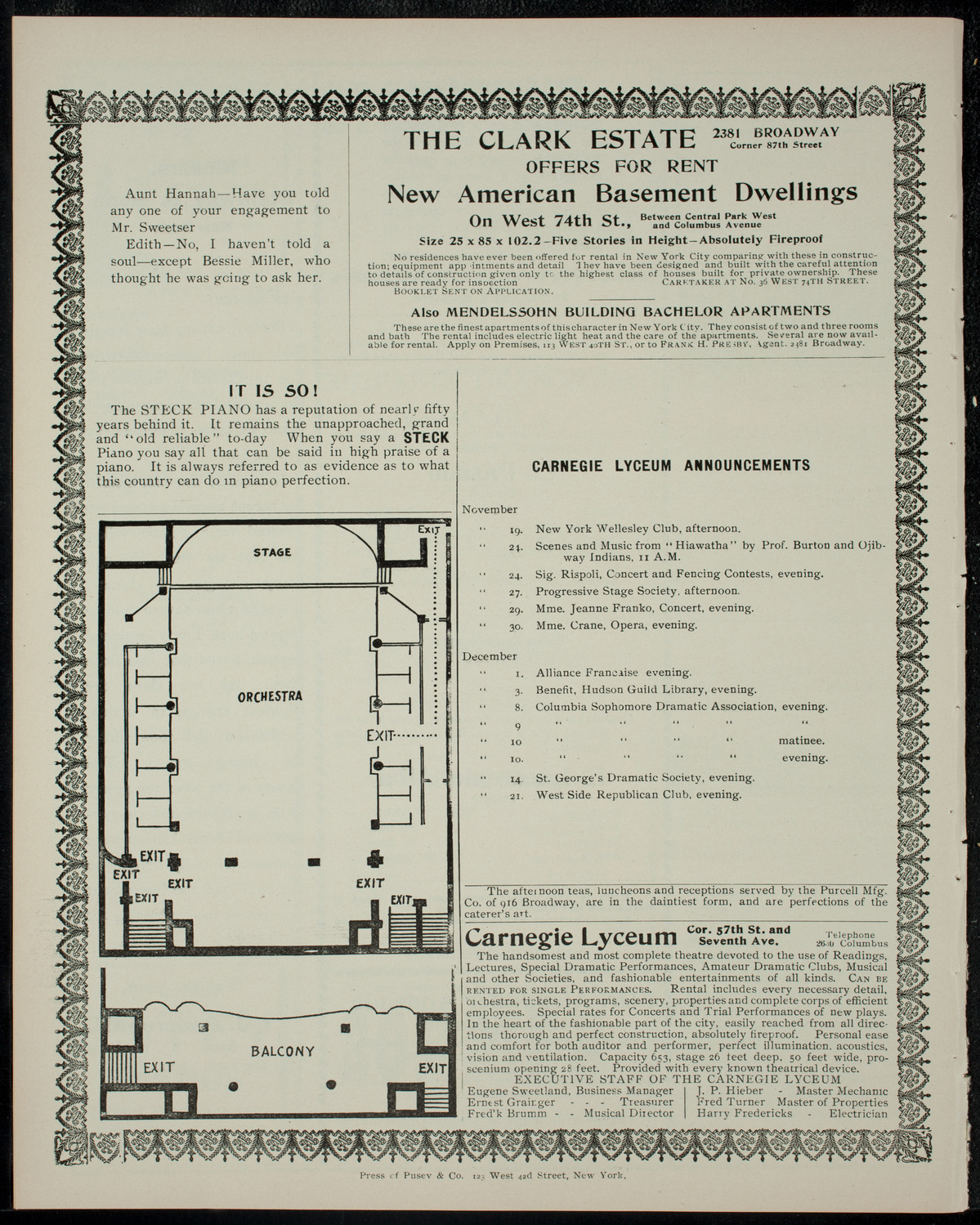 Compañia Dramatica Española, November 12, 1904, program page 4