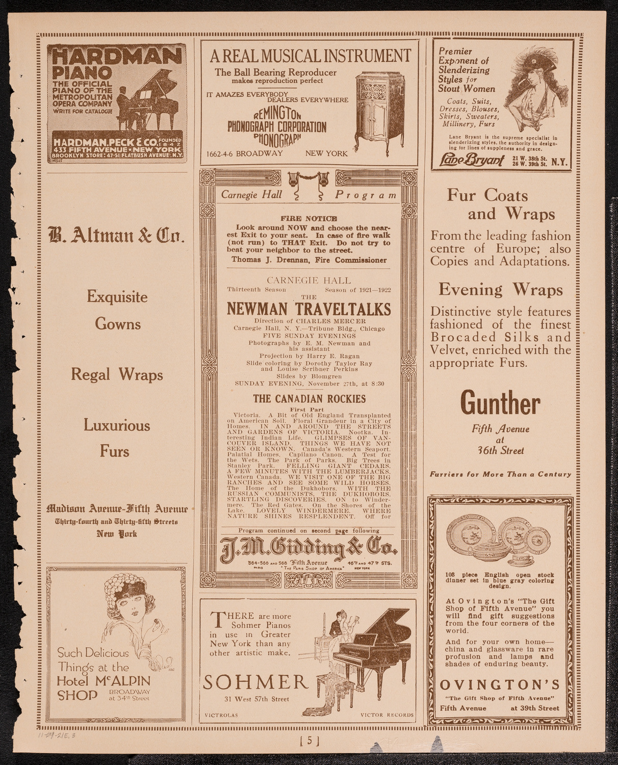 Newman Traveltalks: The Canadian Rockies, November 27, 1921, program page 5