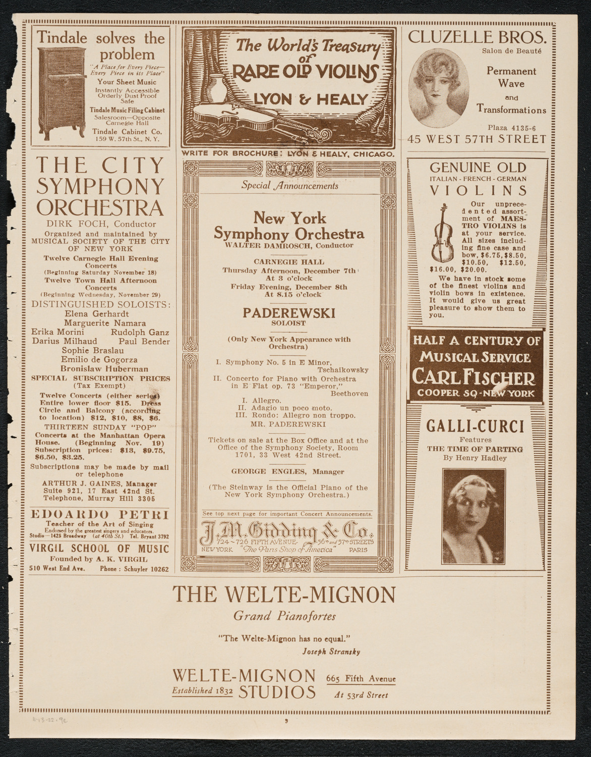 Benefit Concert for Mrs. Oscar Hammerstein, November 13, 1922, program page 9