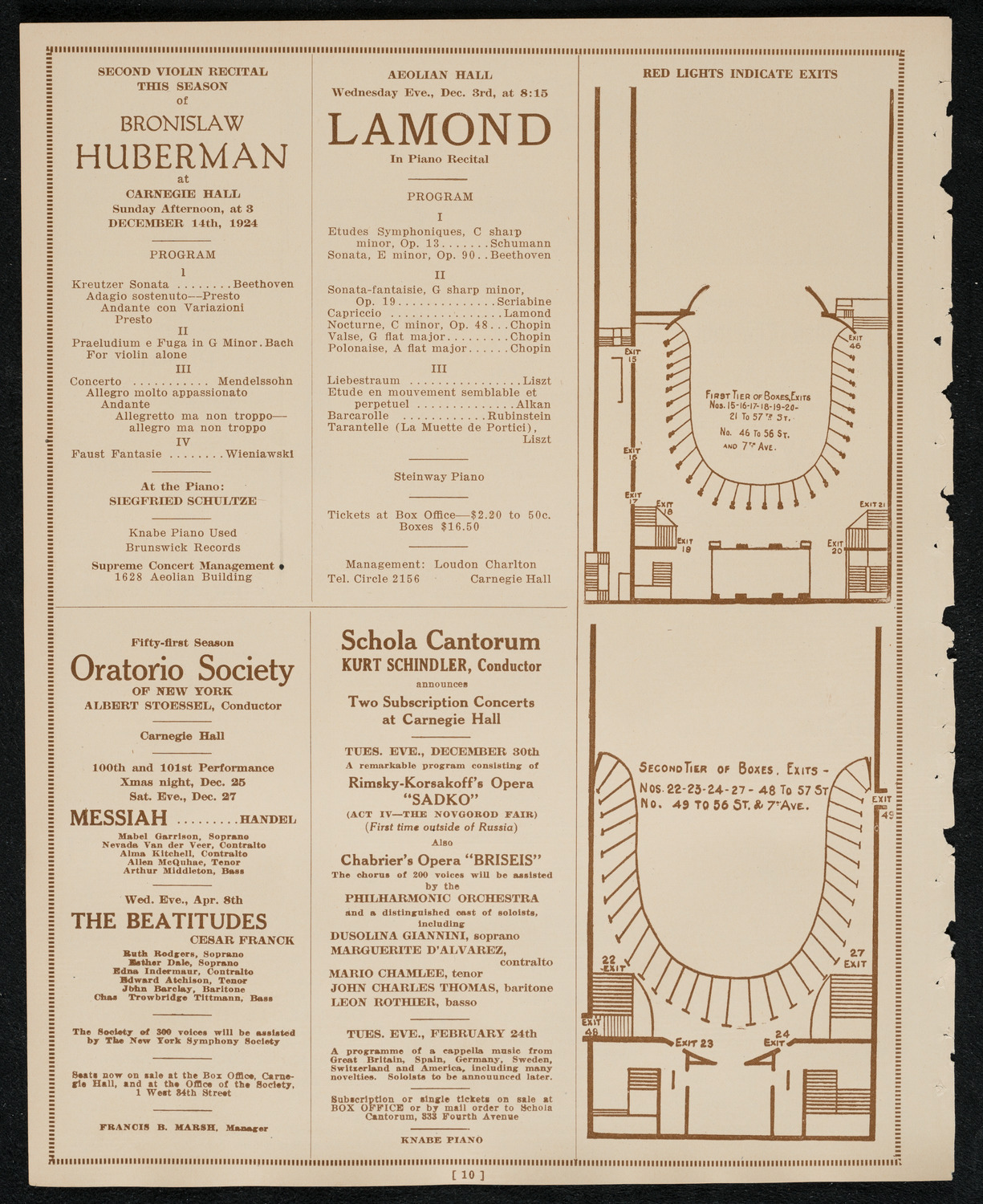 New York Philharmonic, November 29, 1924, program page 10