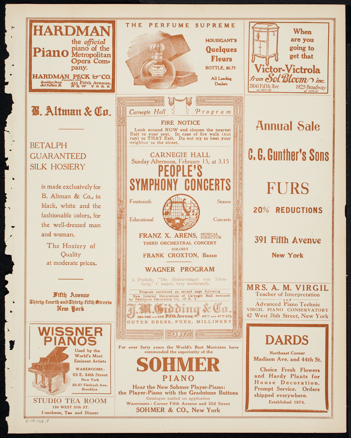 People's Symphony Concert, February 15, 1914, program page 5