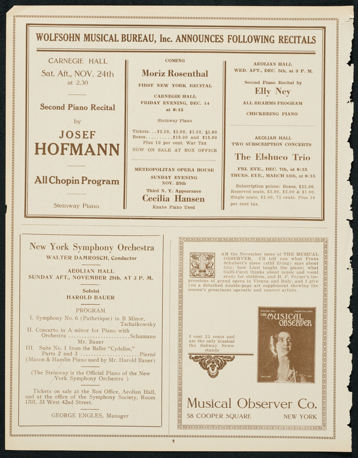 Oratorio Society of New York, November 21, 1923, program page 8