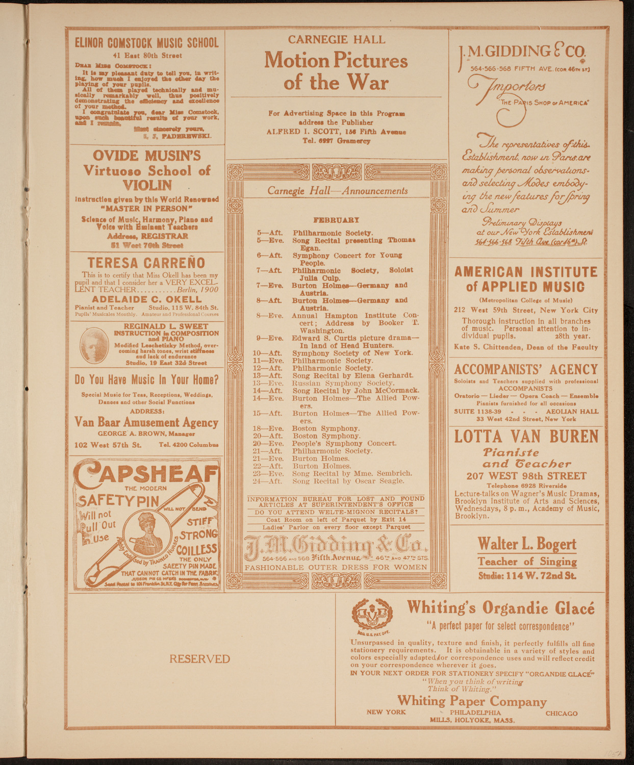 Katharine Goodson, Piano, February 4, 1915, program page 3