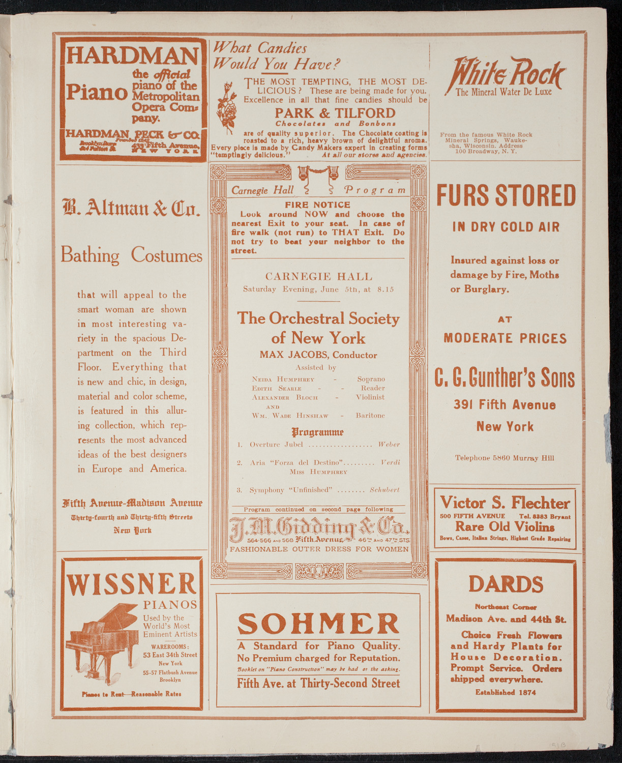 Orchestral Society of New York, June 5, 1915, program page 5