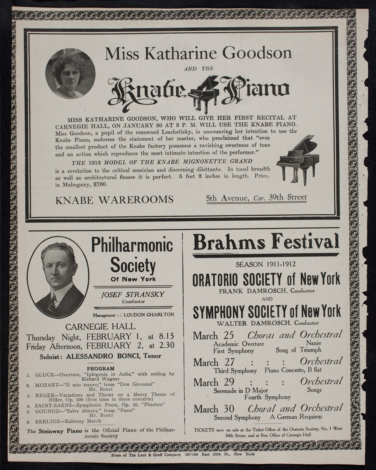Lecture by Father Bernard Vaughan, January 31, 1912, program page 12