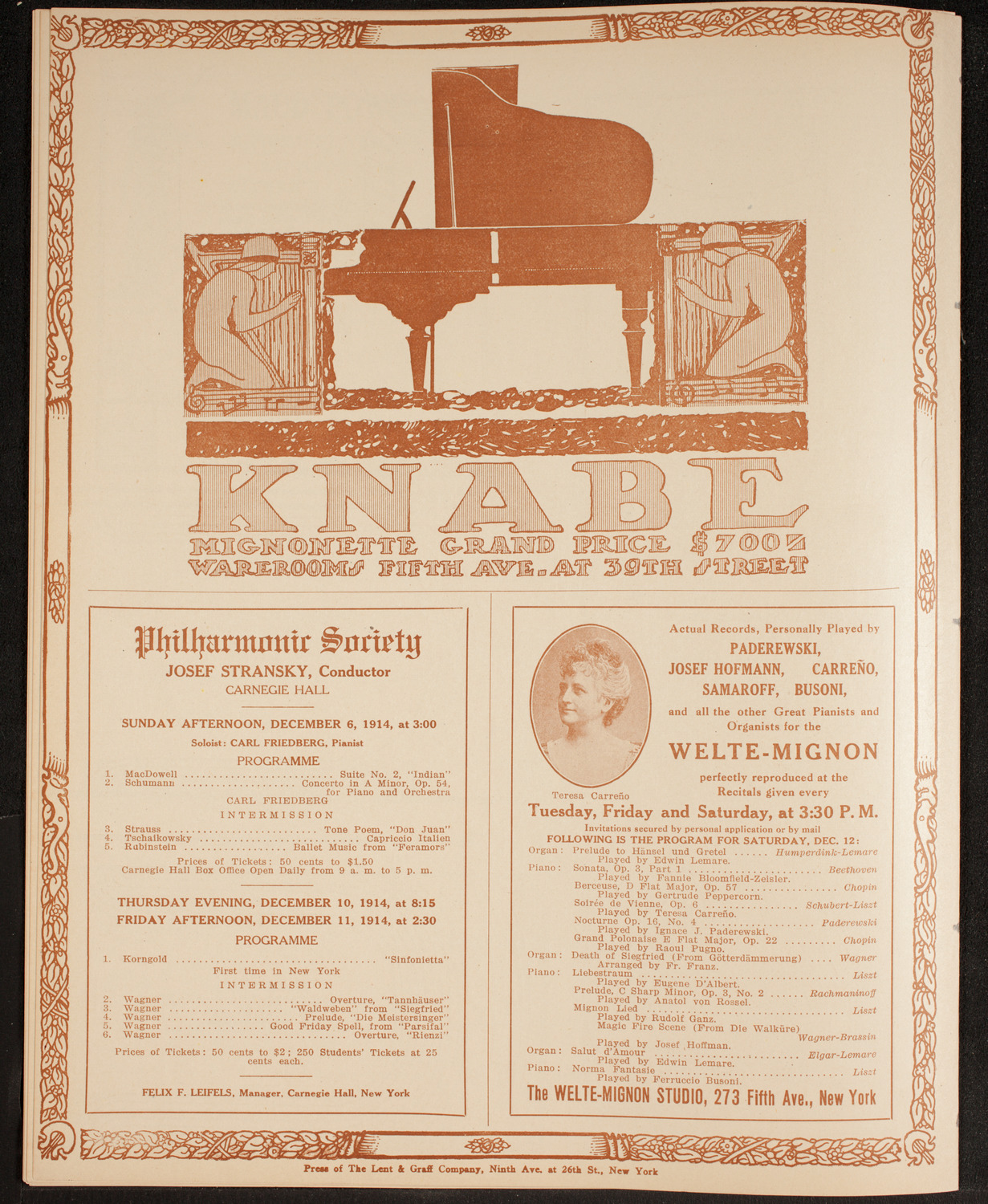 Boston Symphony Orchestra, December 3, 1914, program page 12