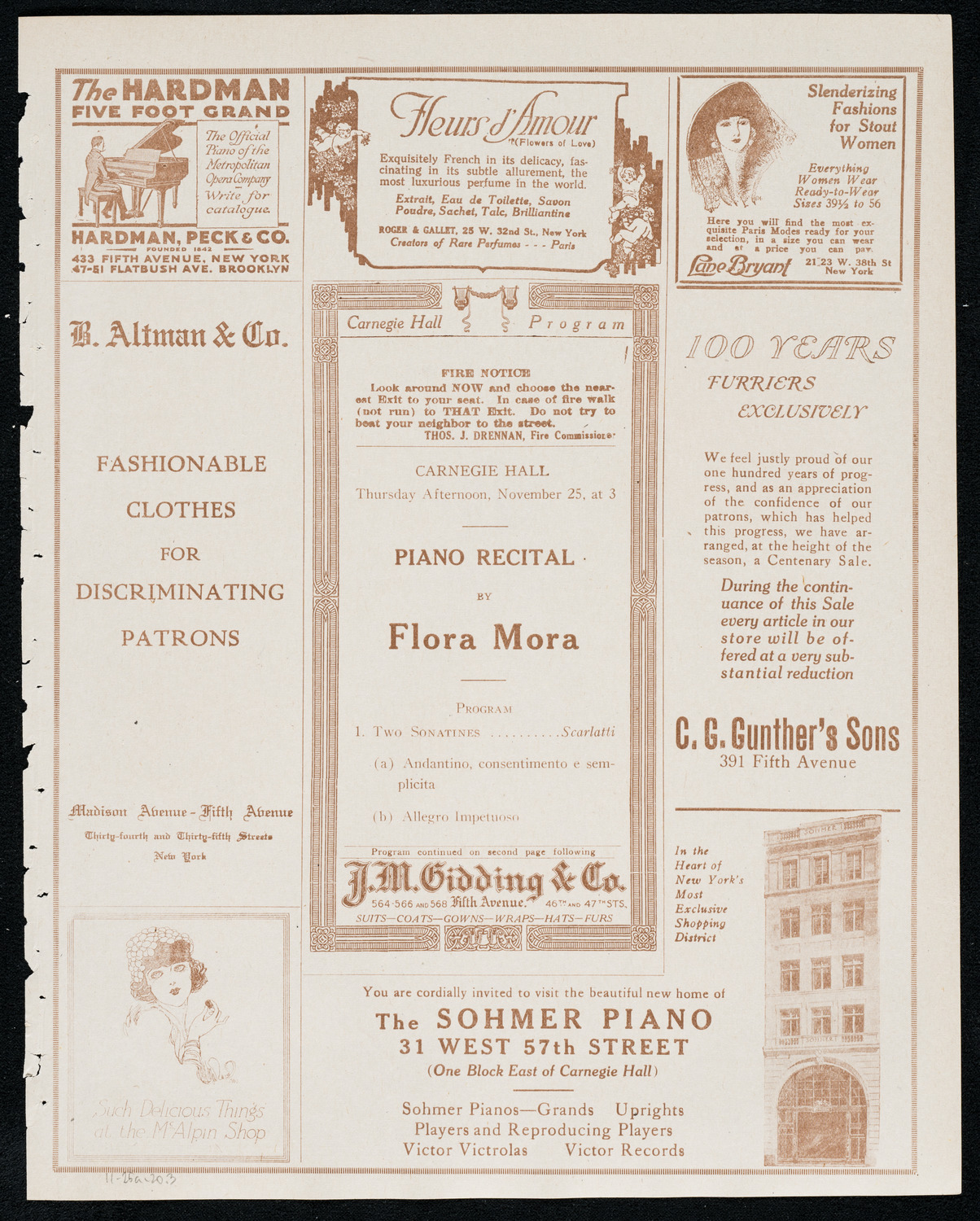 Flora Mora, Piano, November 25, 1920, program page 5
