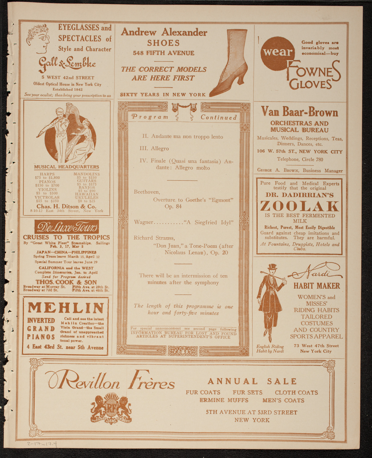 Boston Symphony Orchestra, February 17, 1917, program page 7