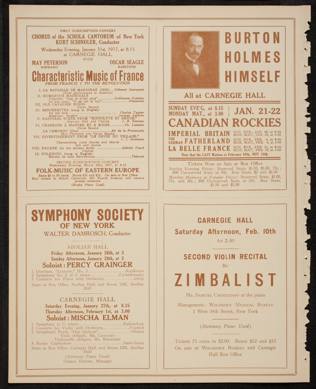 New York Philharmonic, January 21, 1917, program page 8