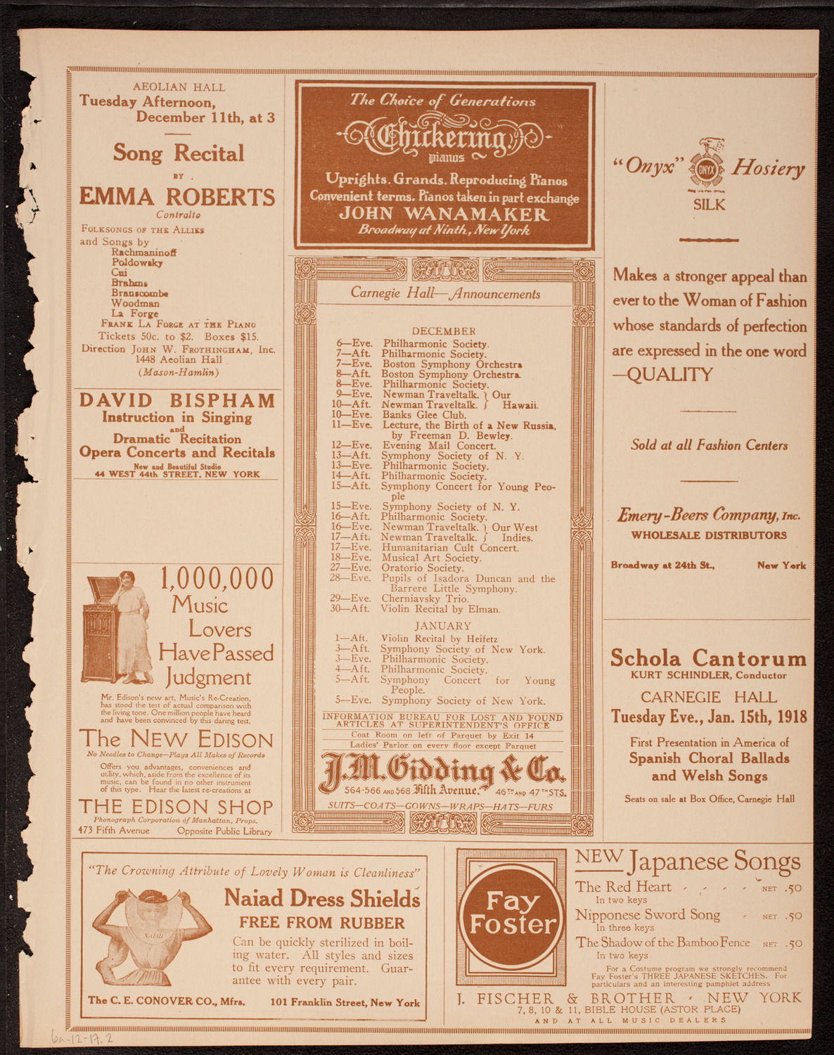 New York Symphony Orchestra, December 6, 1917, program page 3