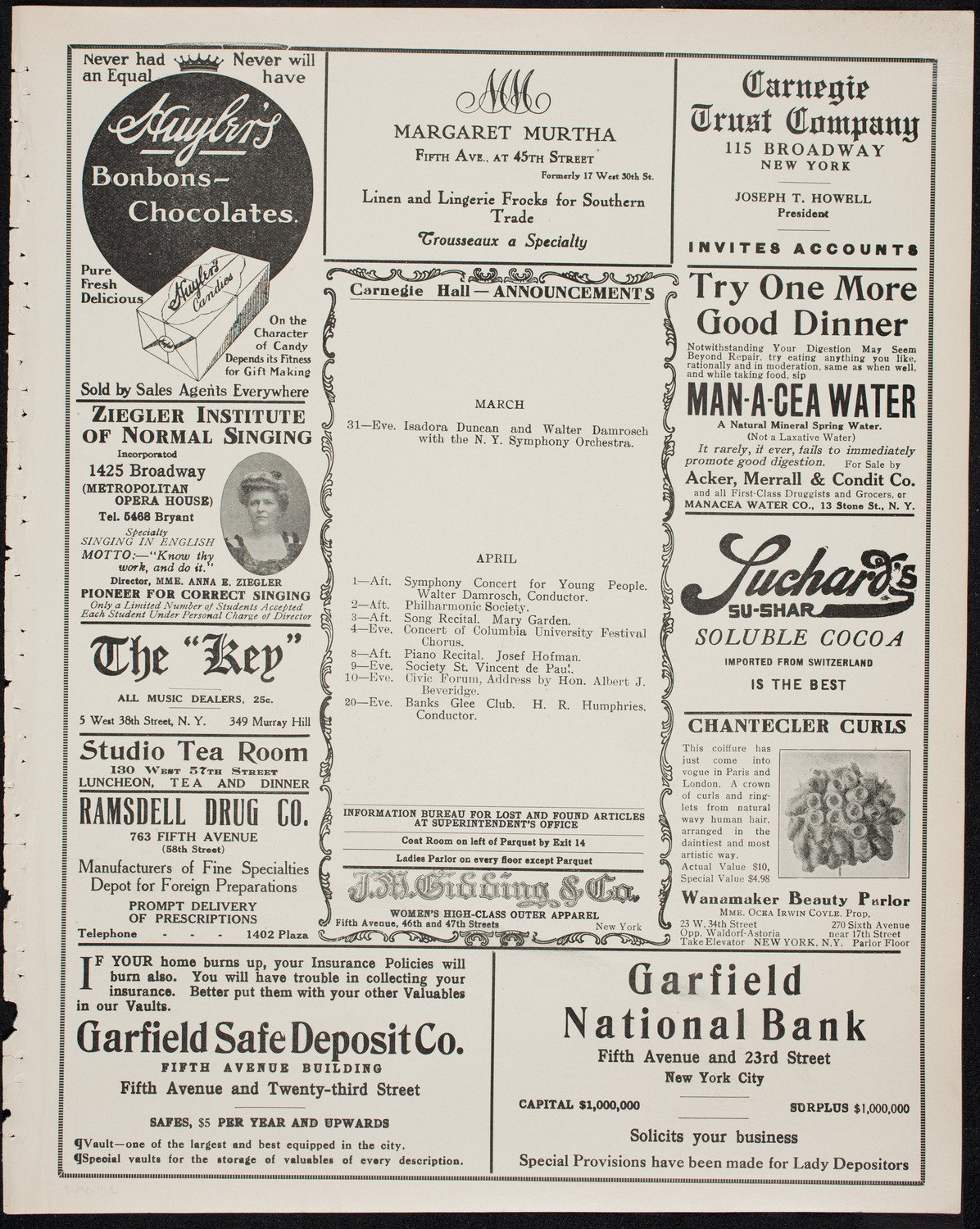 Oratorio Society of New York, March 29, 1911, program page 3