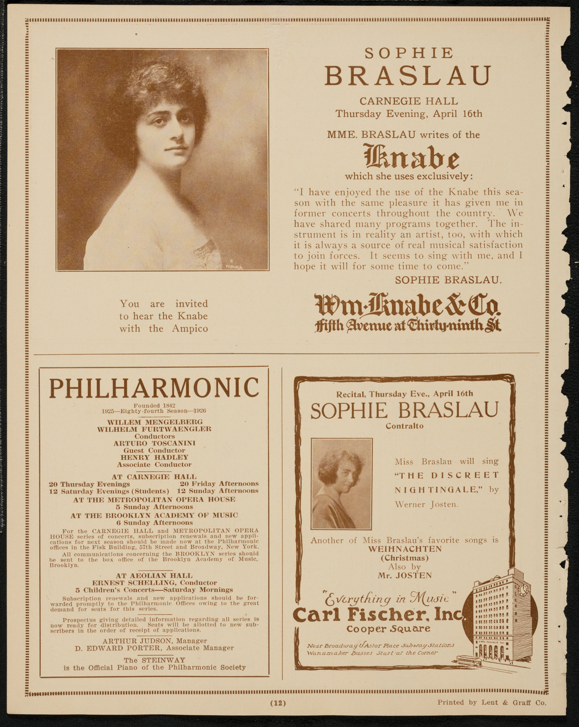 Philadelphia Orchestra, April 14, 1925, program page 12