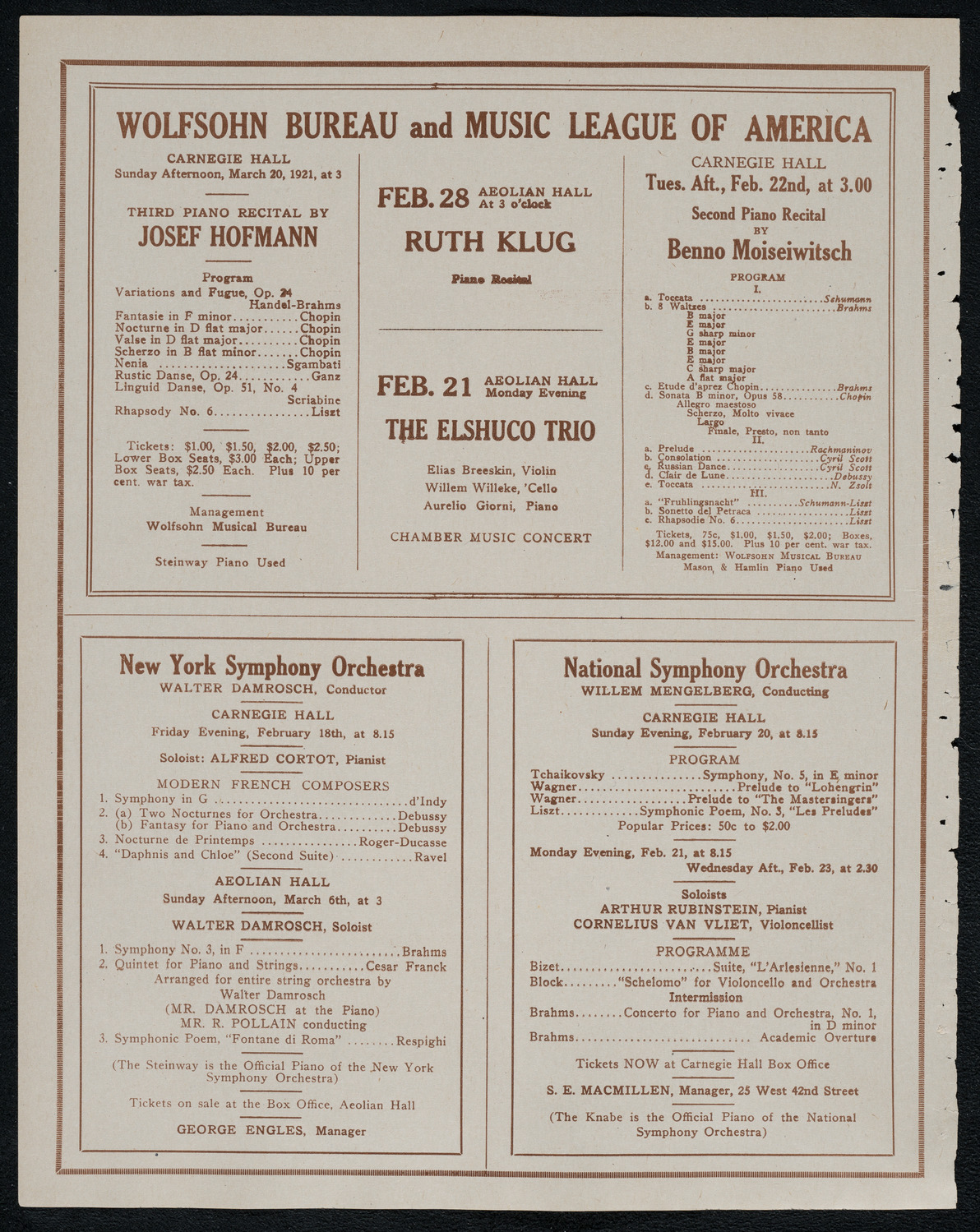 Helen Jeffrey, Violin, February 18, 1921, program page 8