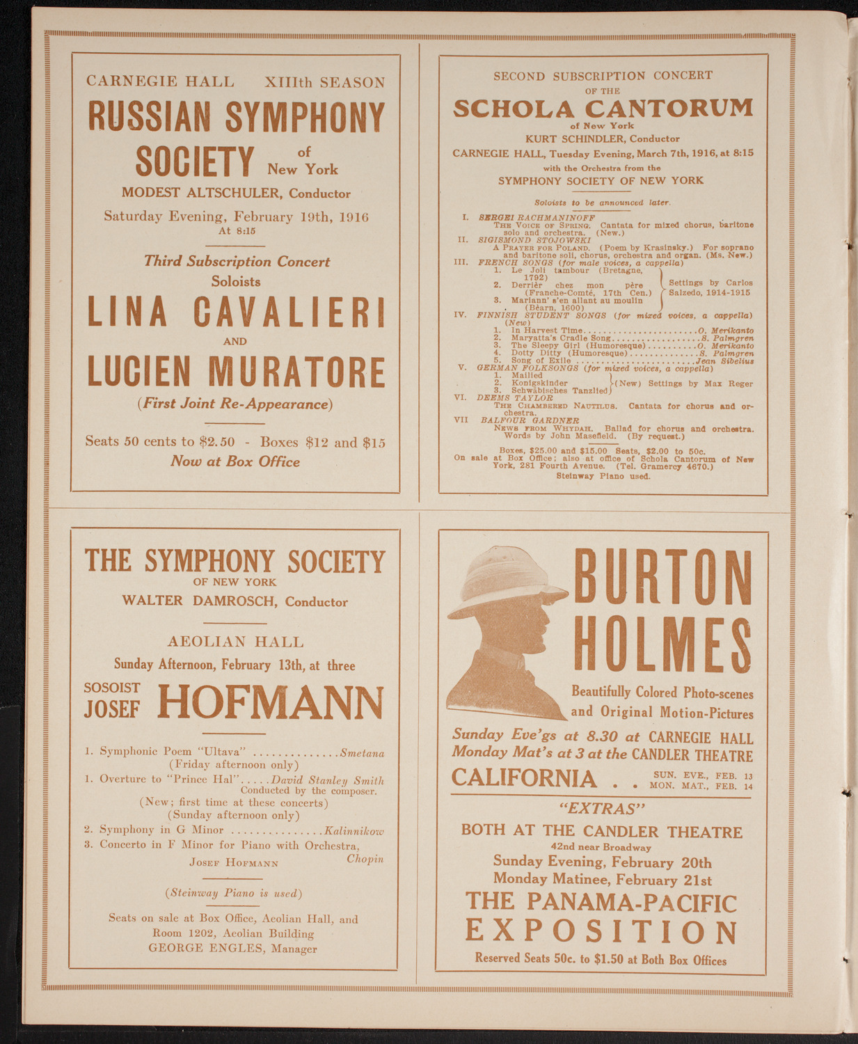 Mischa Elman, Violin, February 12, 1916, program page 8