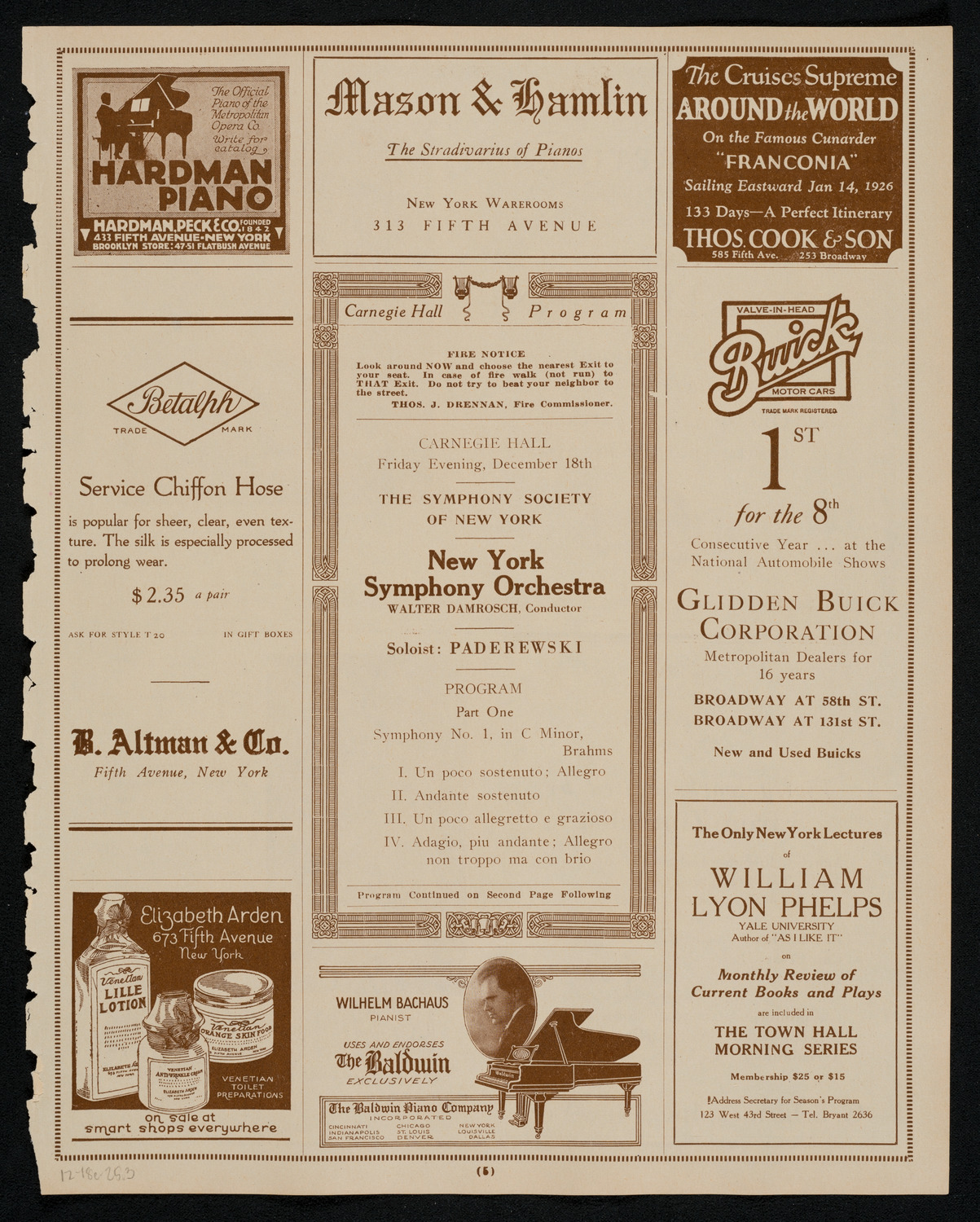 New York Symphony Orchestra, December 18, 1925, program page 5