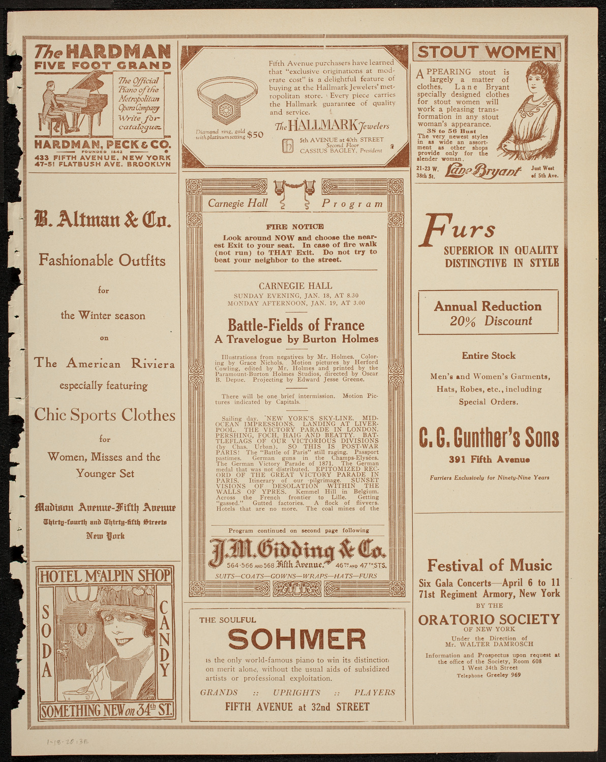 Burton Holmes Travelogue: Battle-Fields of France, January 18, 1920, program page 5