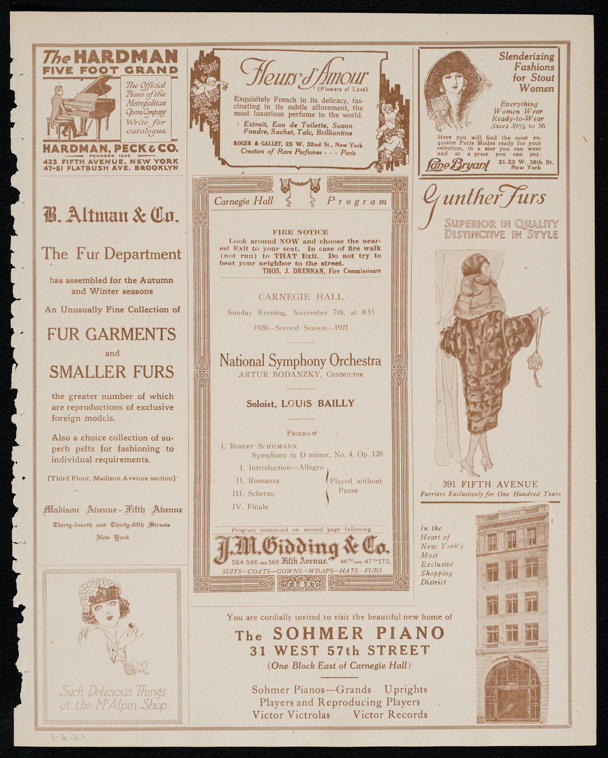 National Symphony Orchestra, November 7, 1920, program page 5