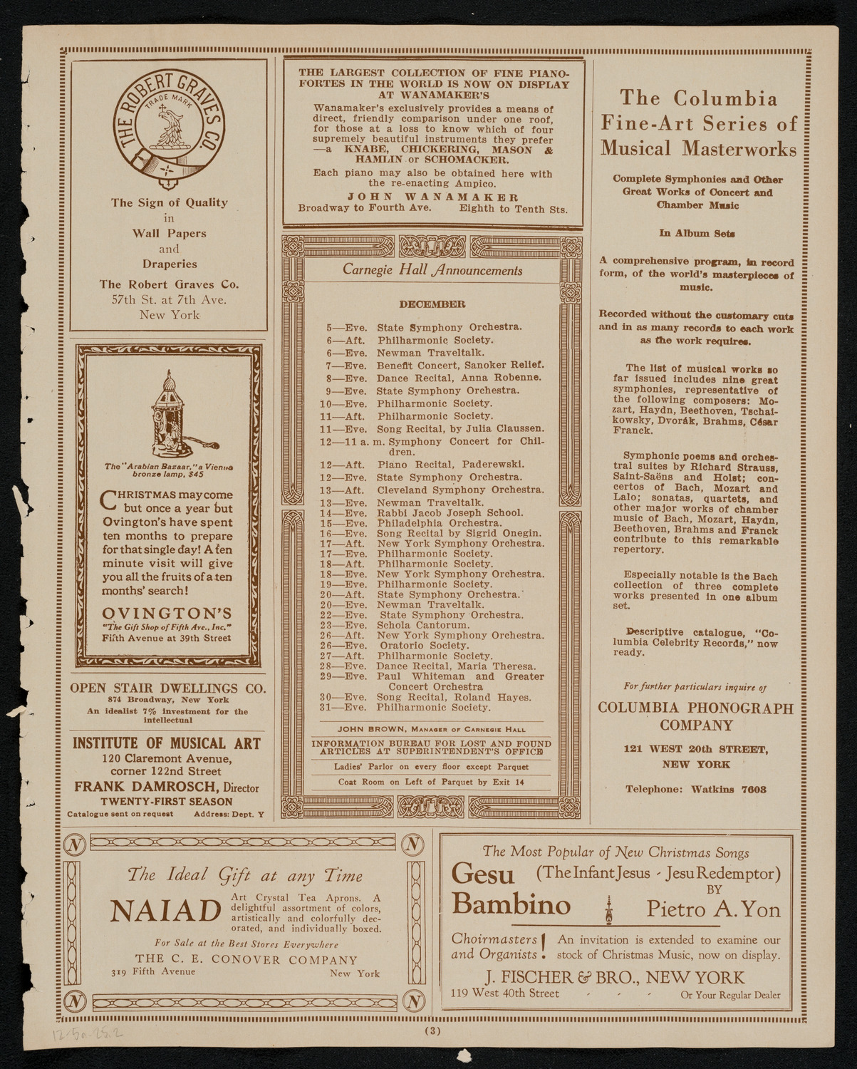 Symphony Concert for Young People, December 5, 1925, program page 3