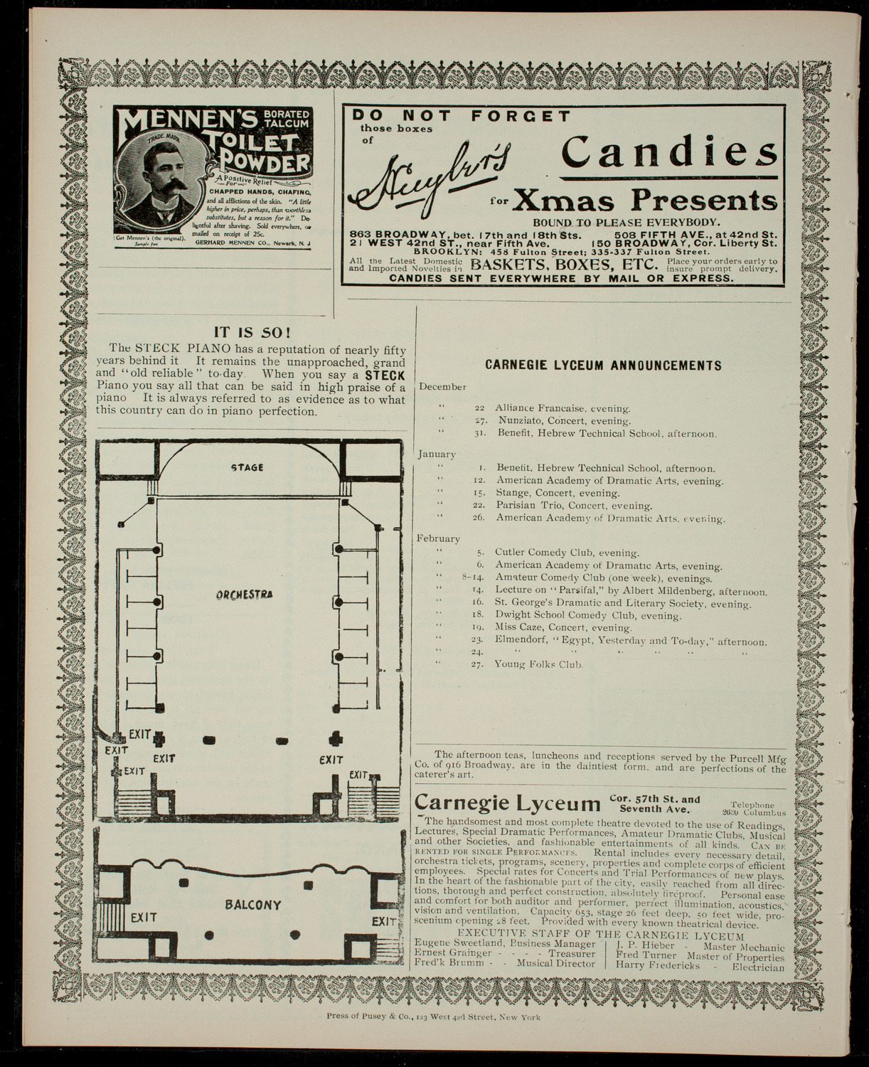 Academy Stock Company of the American Academy of Dramatic Arts/ Empire Theatre Dramatic School, December 21, 1903, program page 4