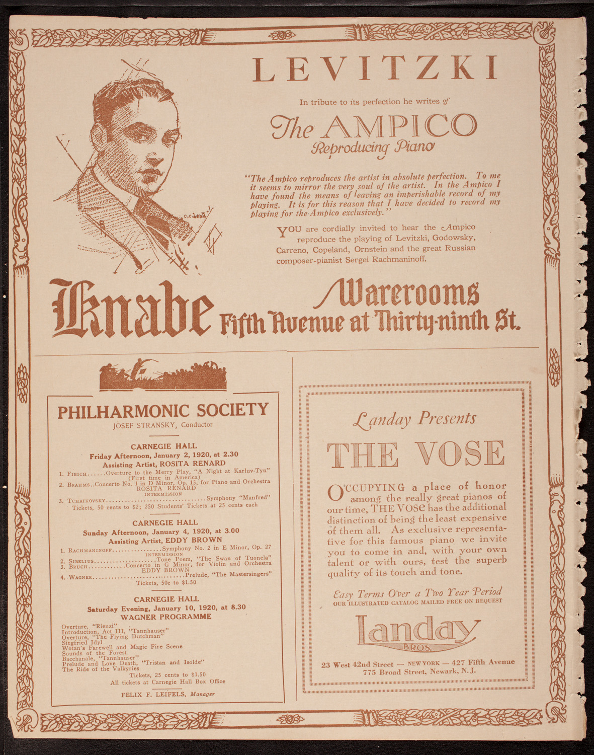 Arnold Volpe and his Symphony Orchestra with Anna Fitziu, Andres de Segurola, and Samuel Gardner, December 31, 1919, program page 12