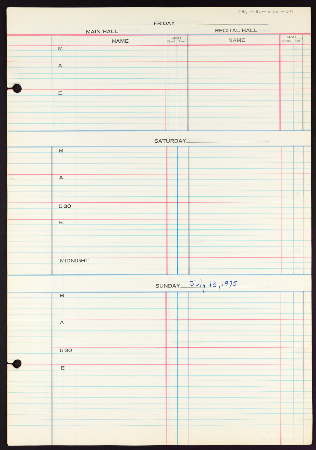 Carnegie Hall Booking Ledger, volume 20, page 91