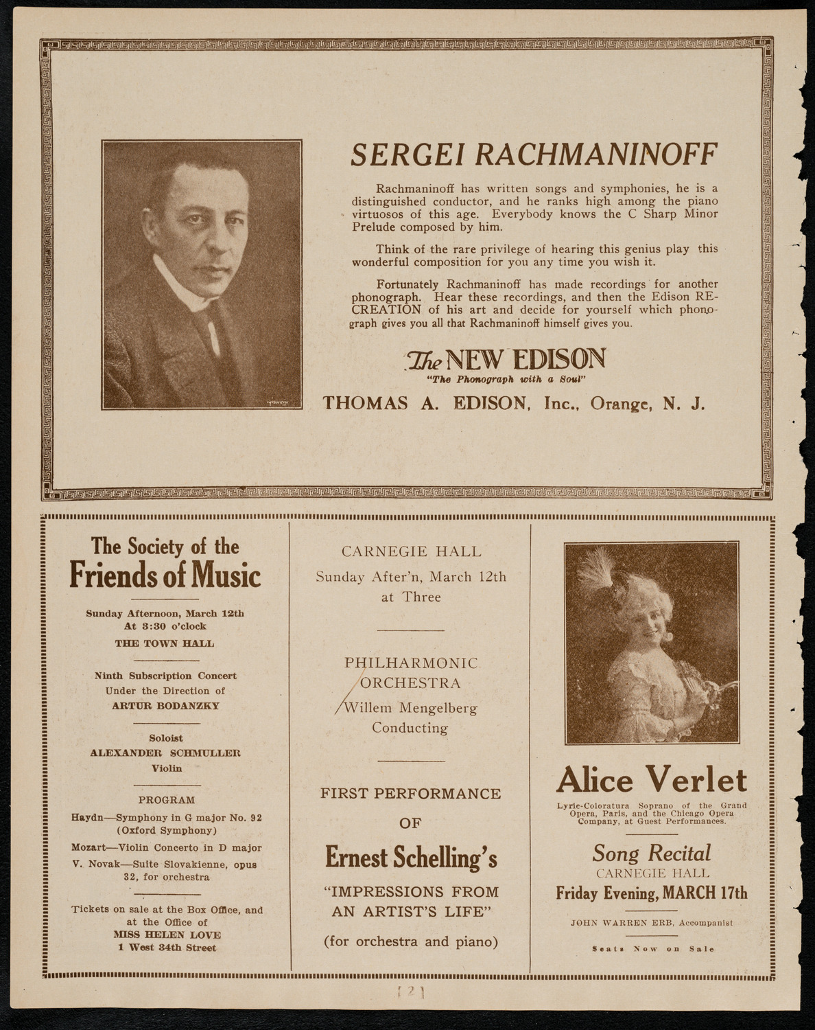 New York Philharmonic, March 10, 1922, program page 2