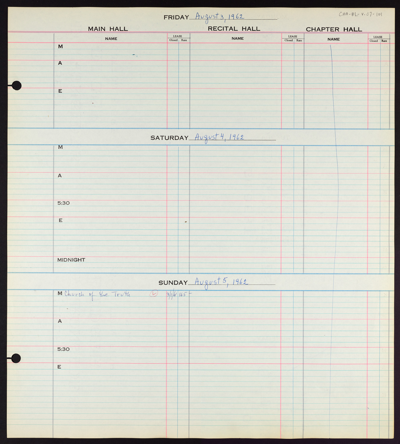 Carnegie Hall Booking Ledger, volume 7, page 101