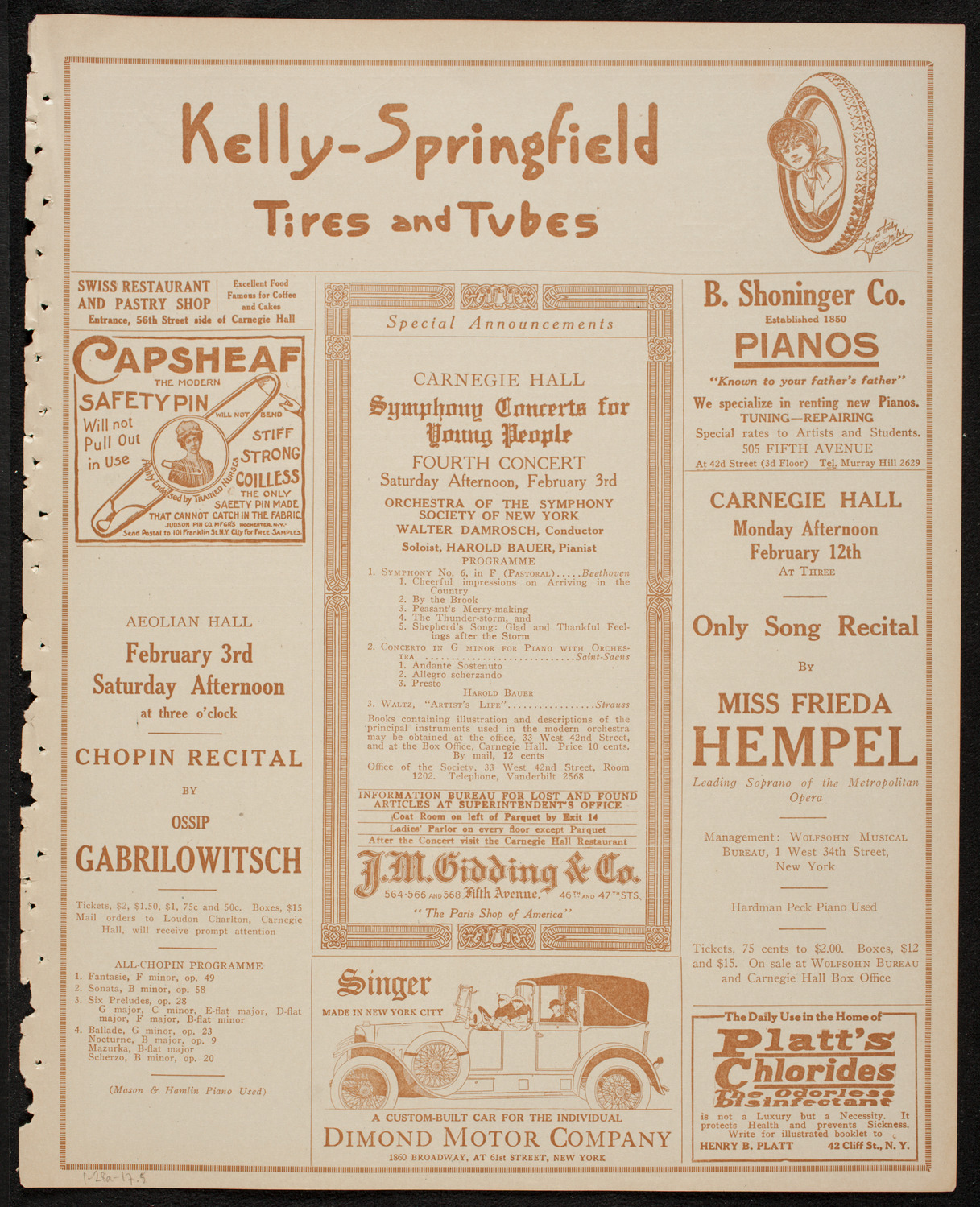 New York Philharmonic, January 28, 1917, program page 9