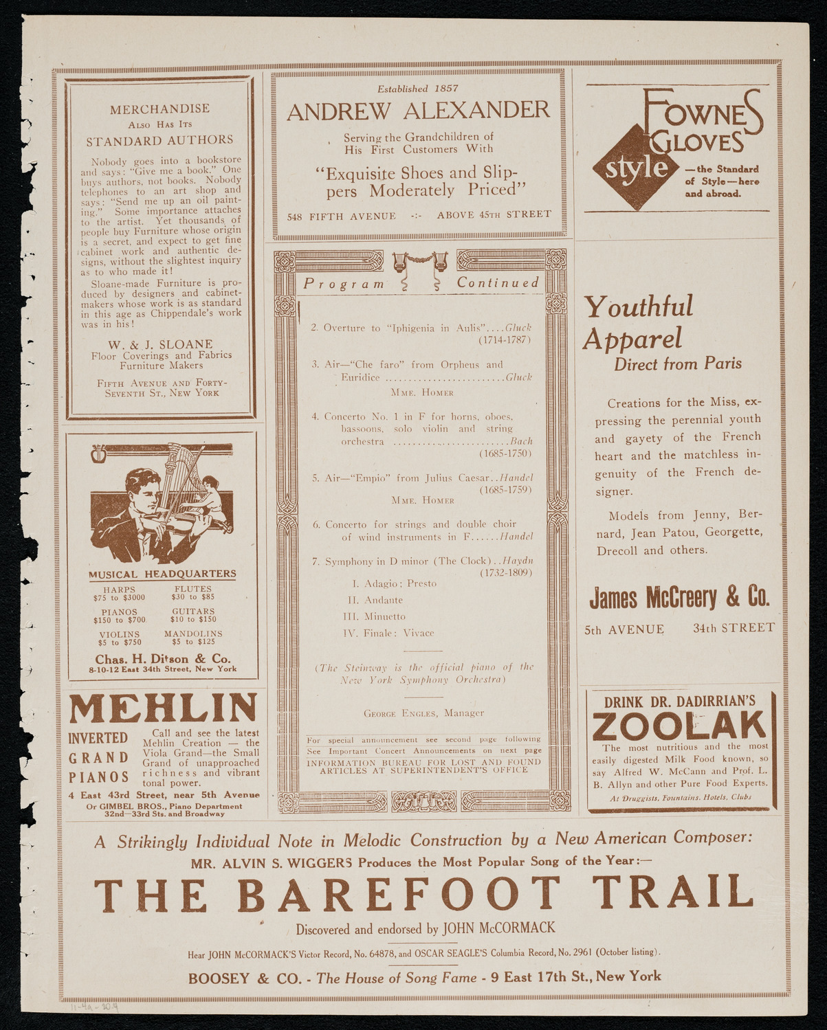 New York Symphony Orchestra, November 4, 1920, program page 7