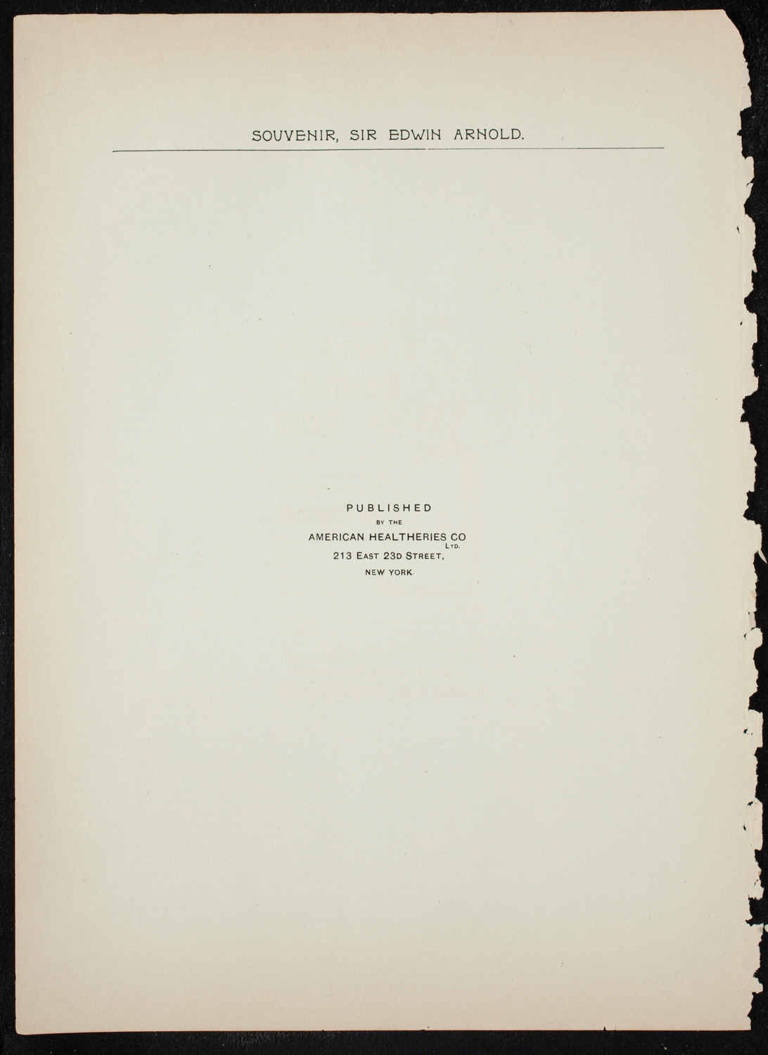 Lecture by Sir Edwin Arnold, November 4, 1891, program page 26