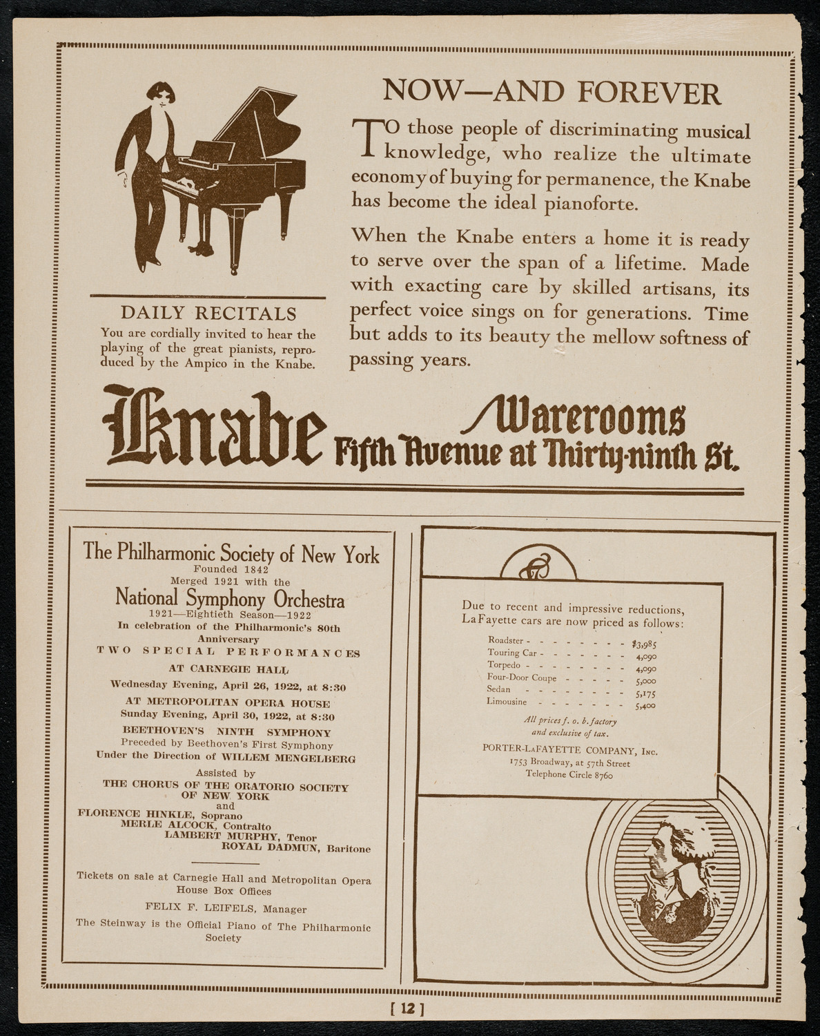 Sir Arthur Conan Doyle, April 12, 1922, program page 12