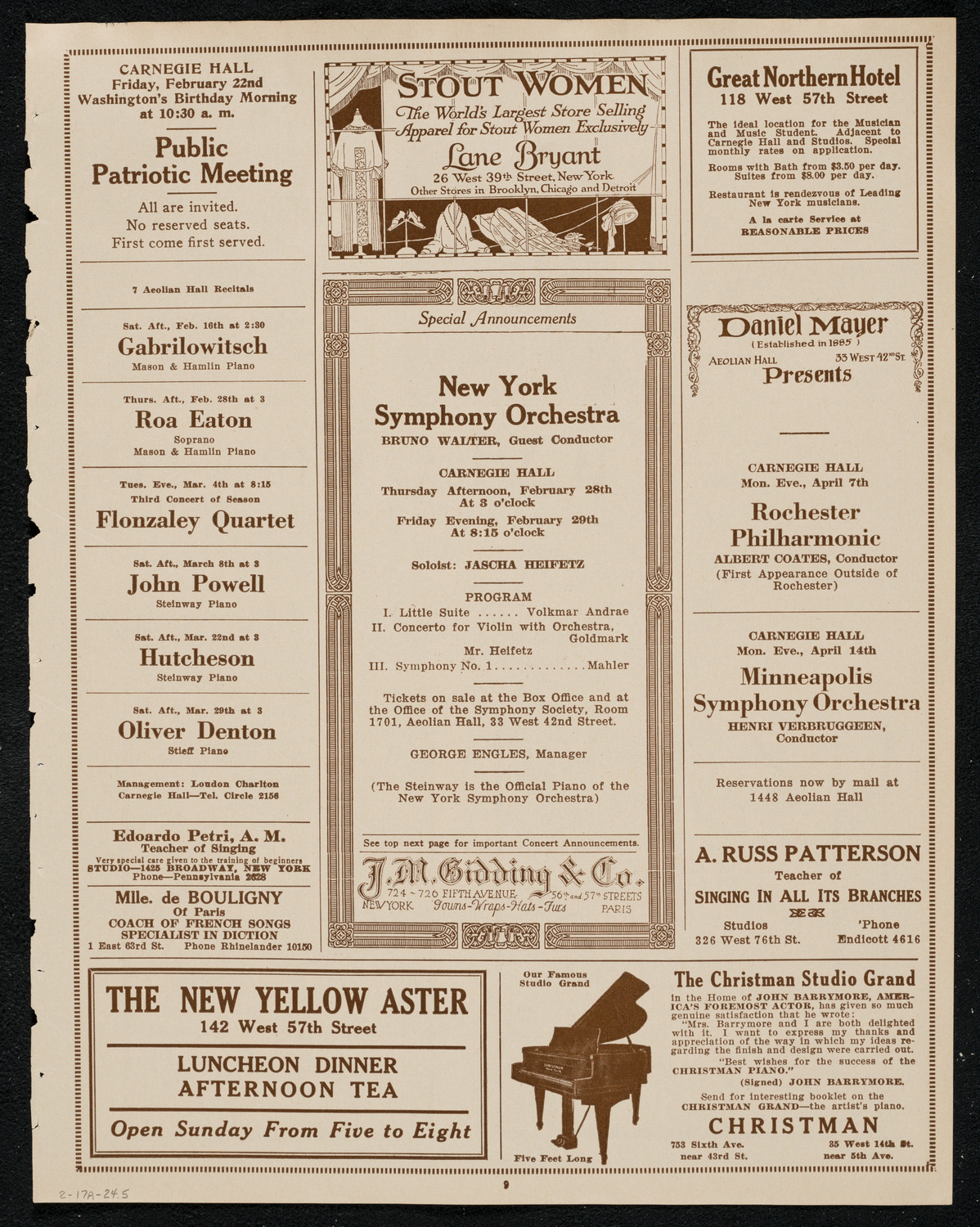 New York Philharmonic, February 17, 1924, program page 9
