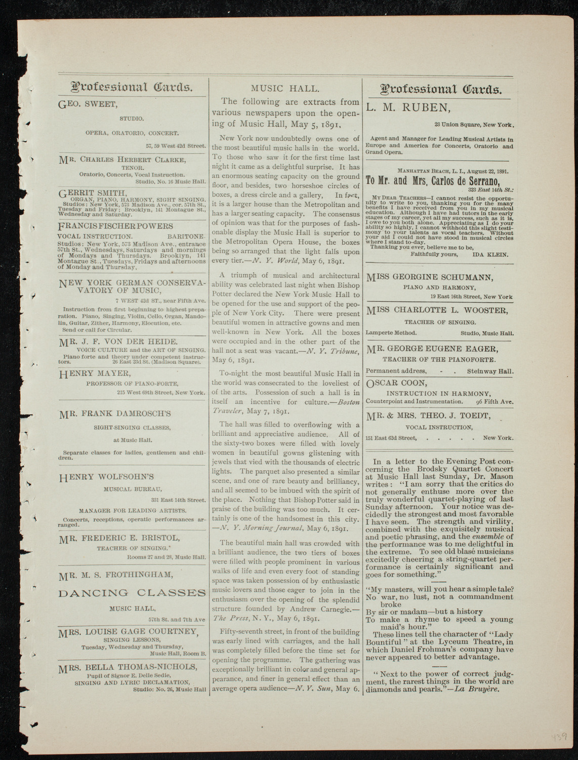 Grand Concert, December 22, 1891, program page 11