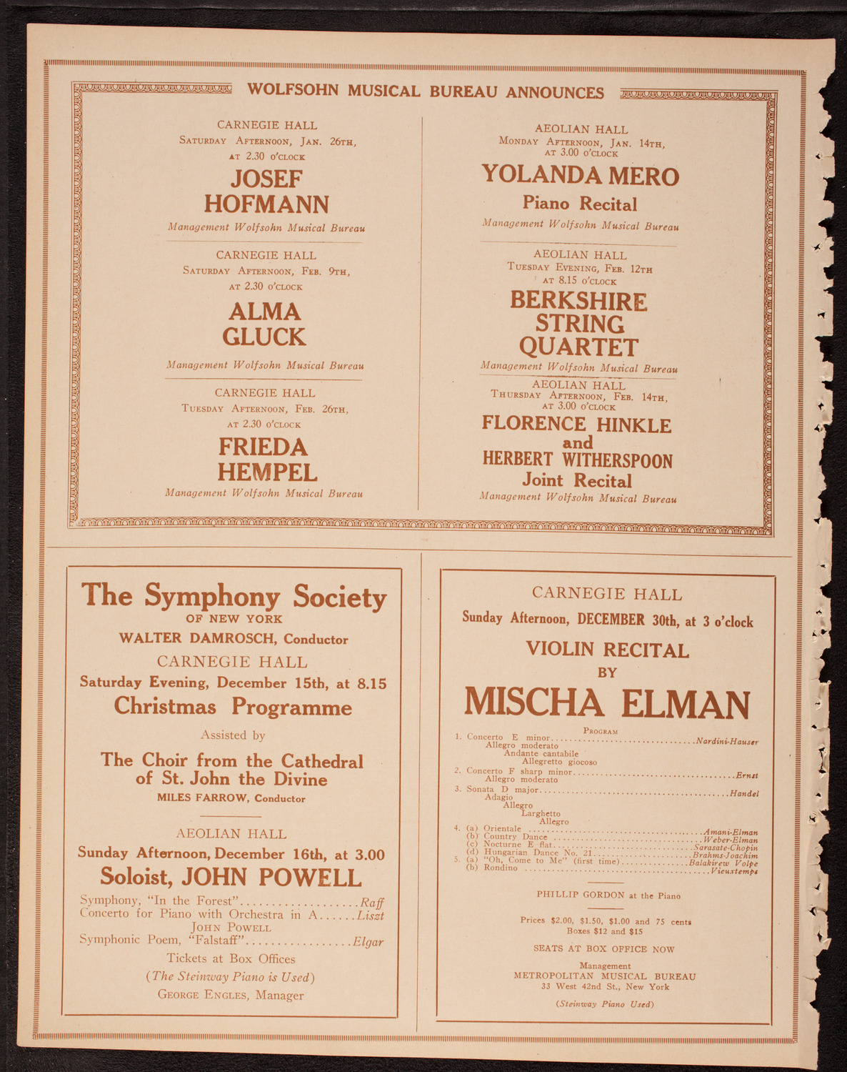 New York Philharmonic, December 14, 1917, program page 8