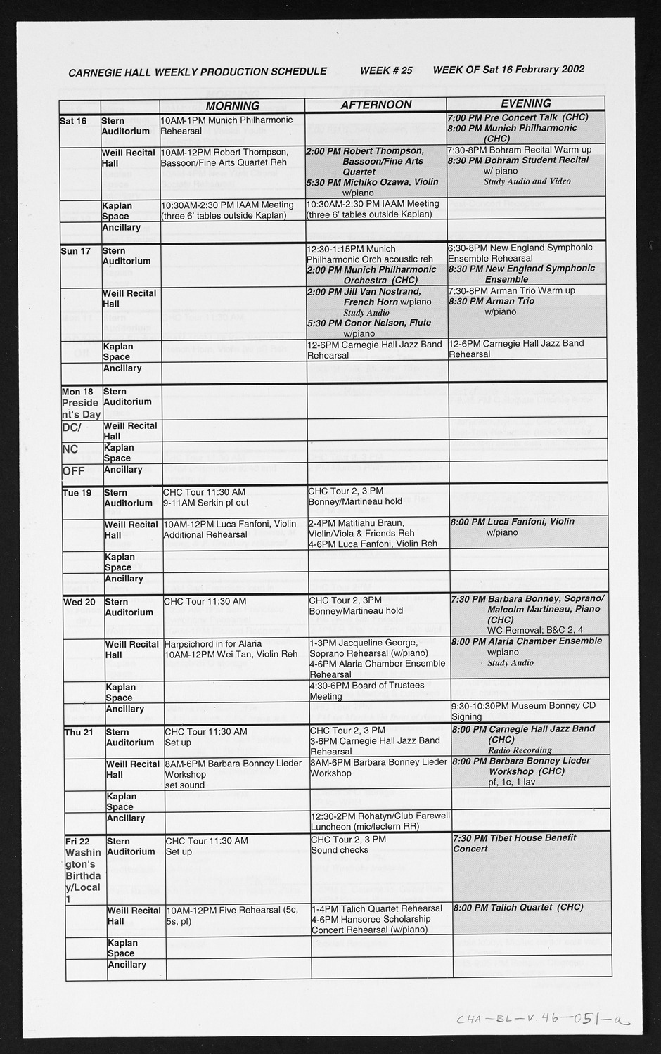 Carnegie Hall Booking Ledger, volume 47, page 51a