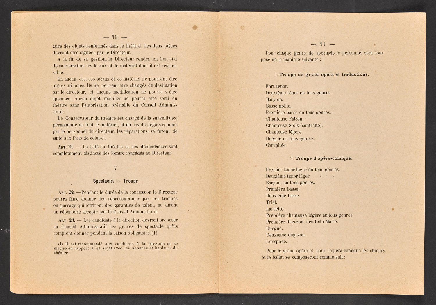 Convention et Cahier de Charges pour l'exploitation du Theatre de Genève (1891-1892), page 6 of 13
