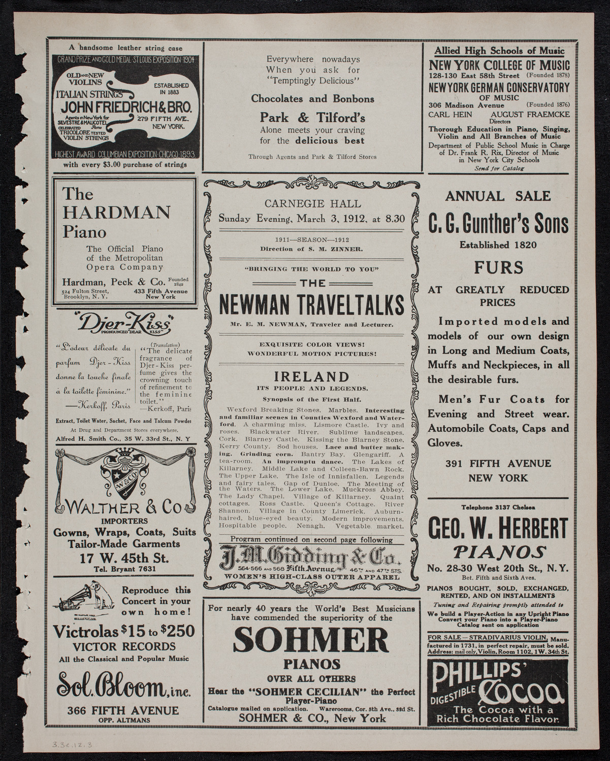 Newman Traveltalks: Ireland, March 3, 1912, program page 5