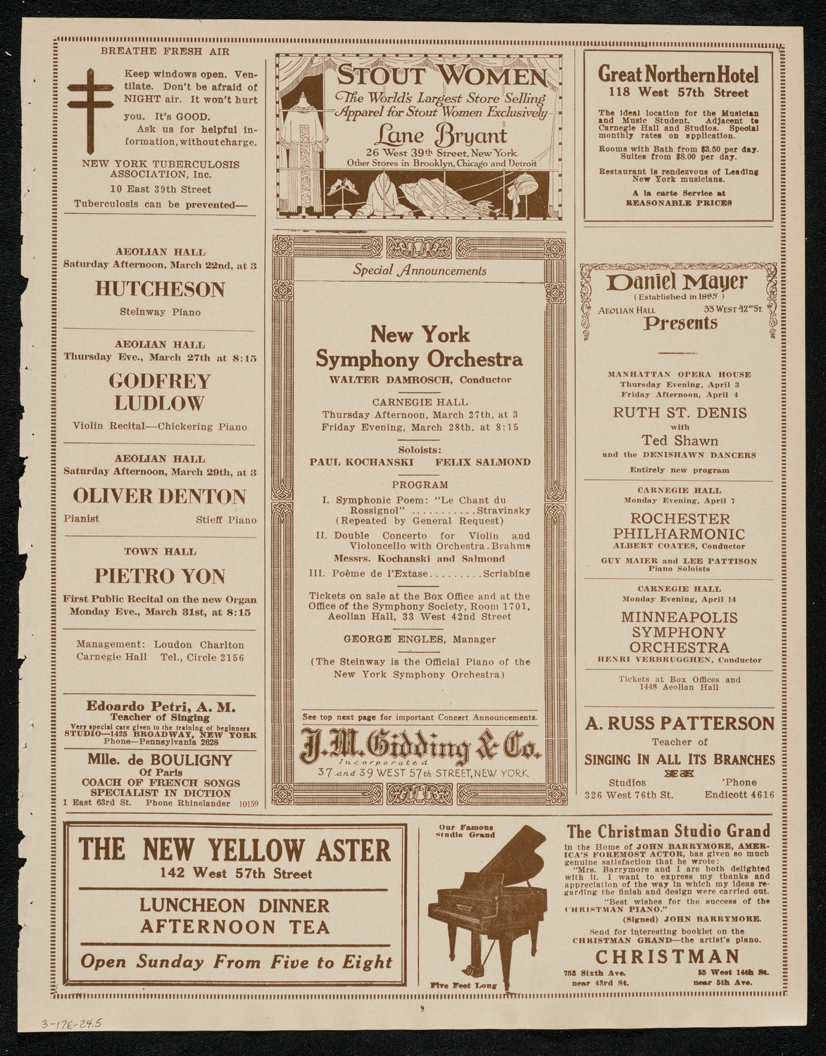 Vladimir de Pachmann, Piano, March 17, 1924, program page 9