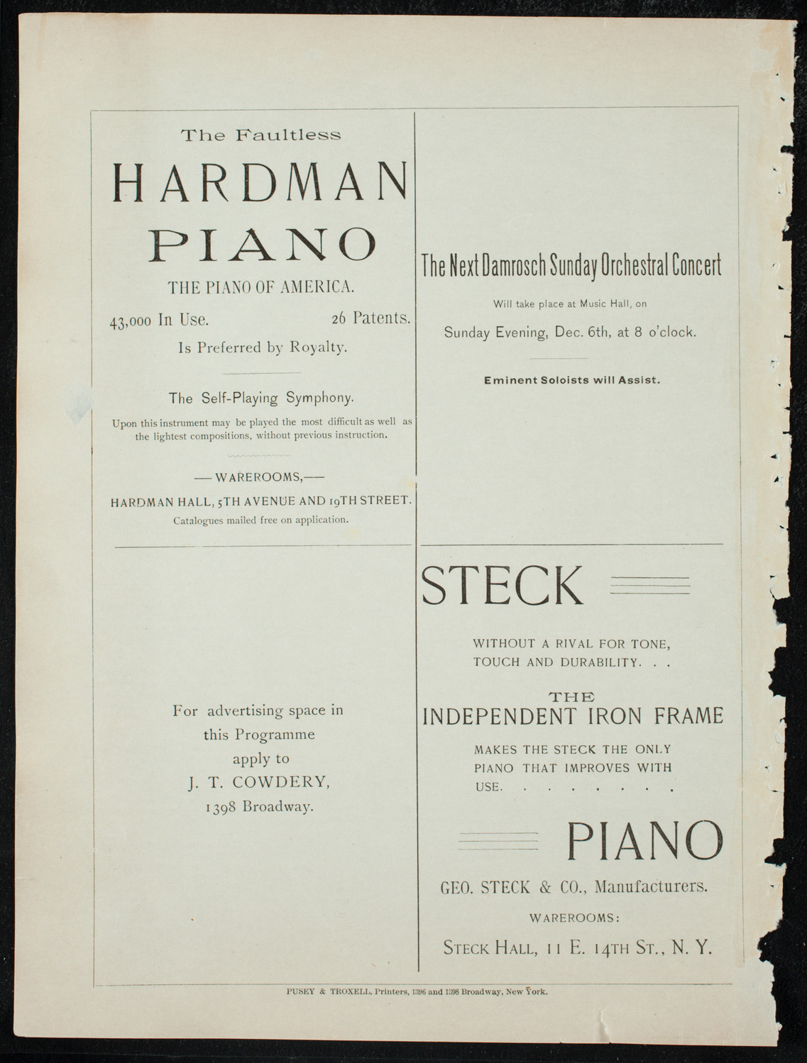 Deutscher Liederkranz, November 29, 1891, program page 16