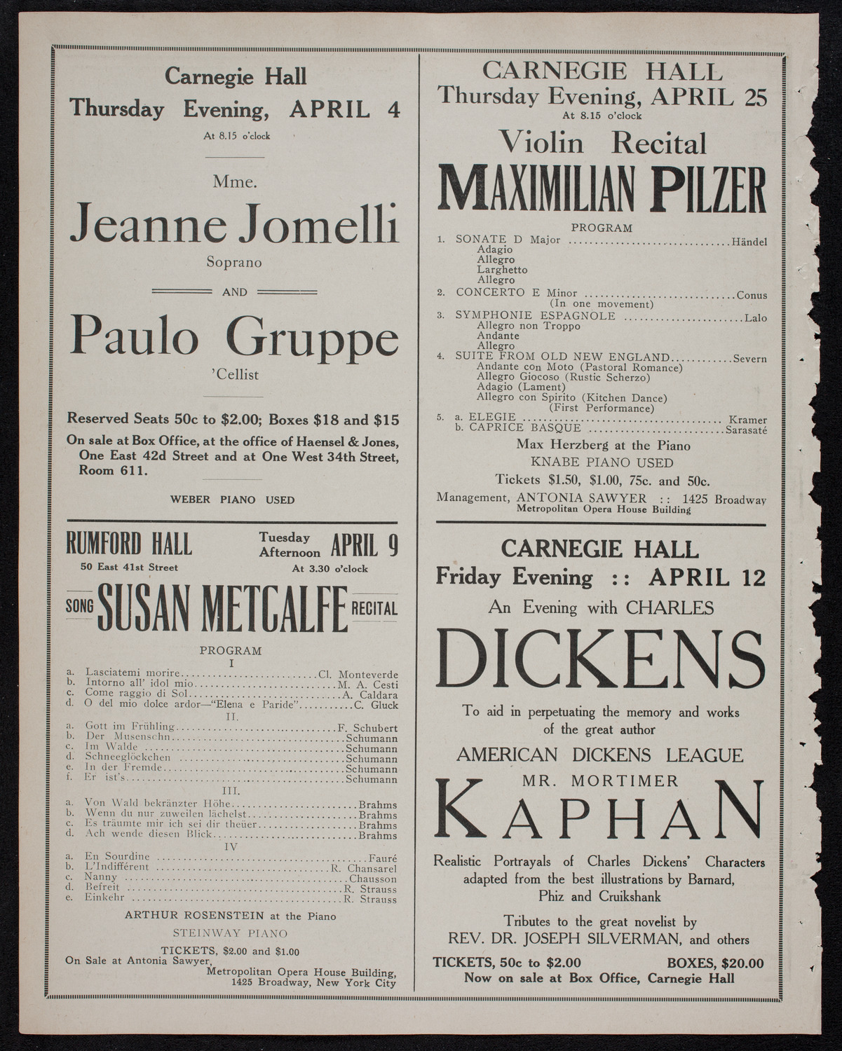 Brahms Festival: Oratorio Society of New York and New York Symphony Orchestra, March 25, 1912, program page 10