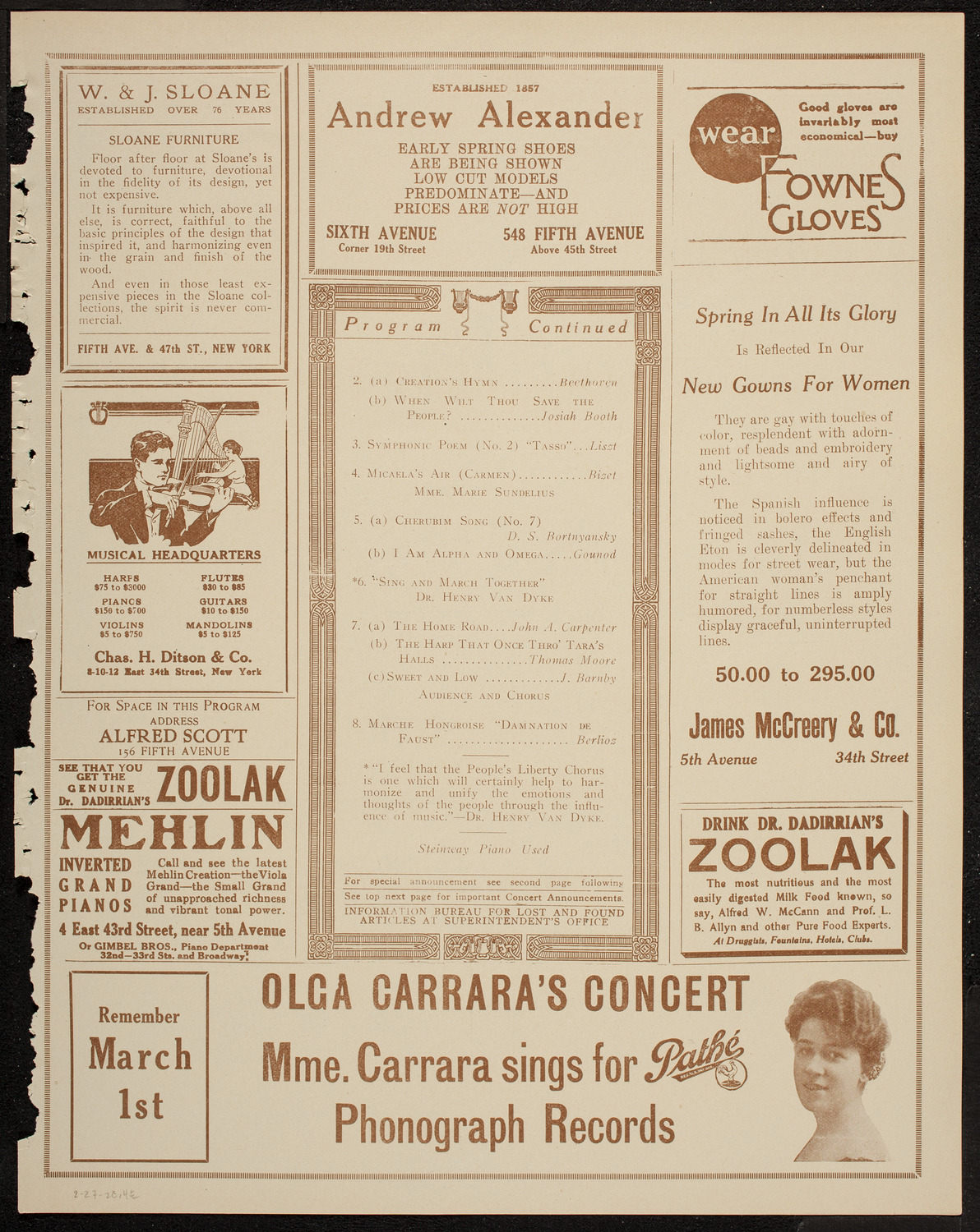 People's Liberty Chorus, February 27, 1920, program page 7