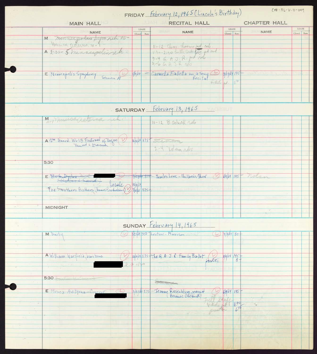 Carnegie Hall Booking Ledger, volume 10, page 49