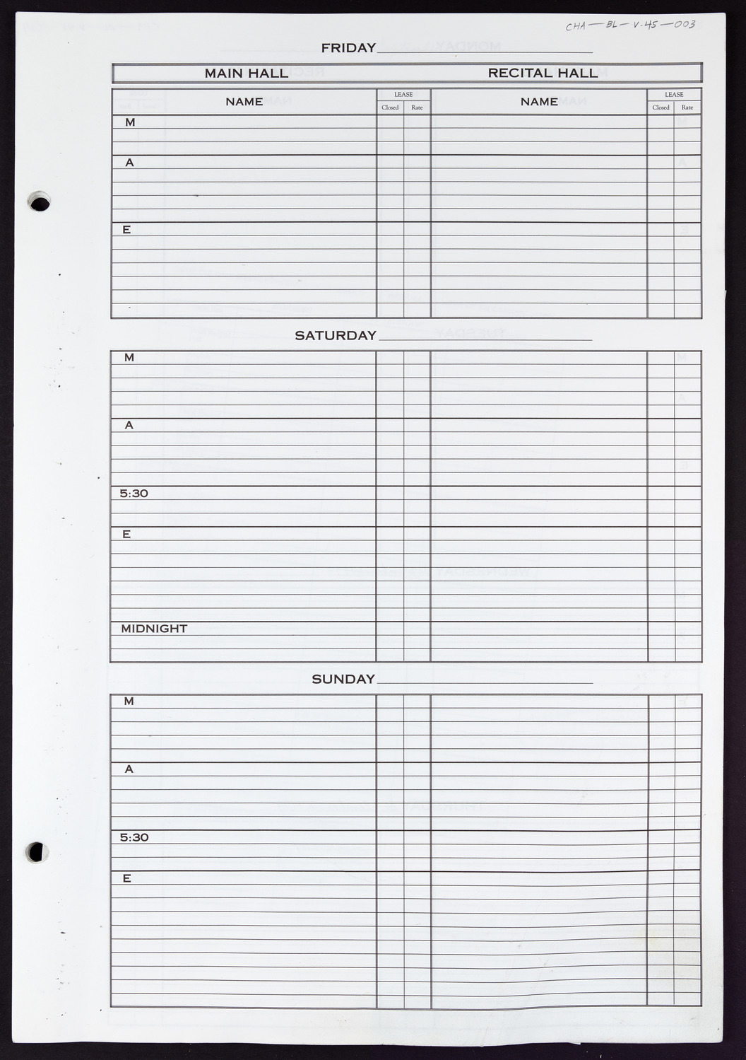 Carnegie Hall Booking Ledger, volume 45, page 3