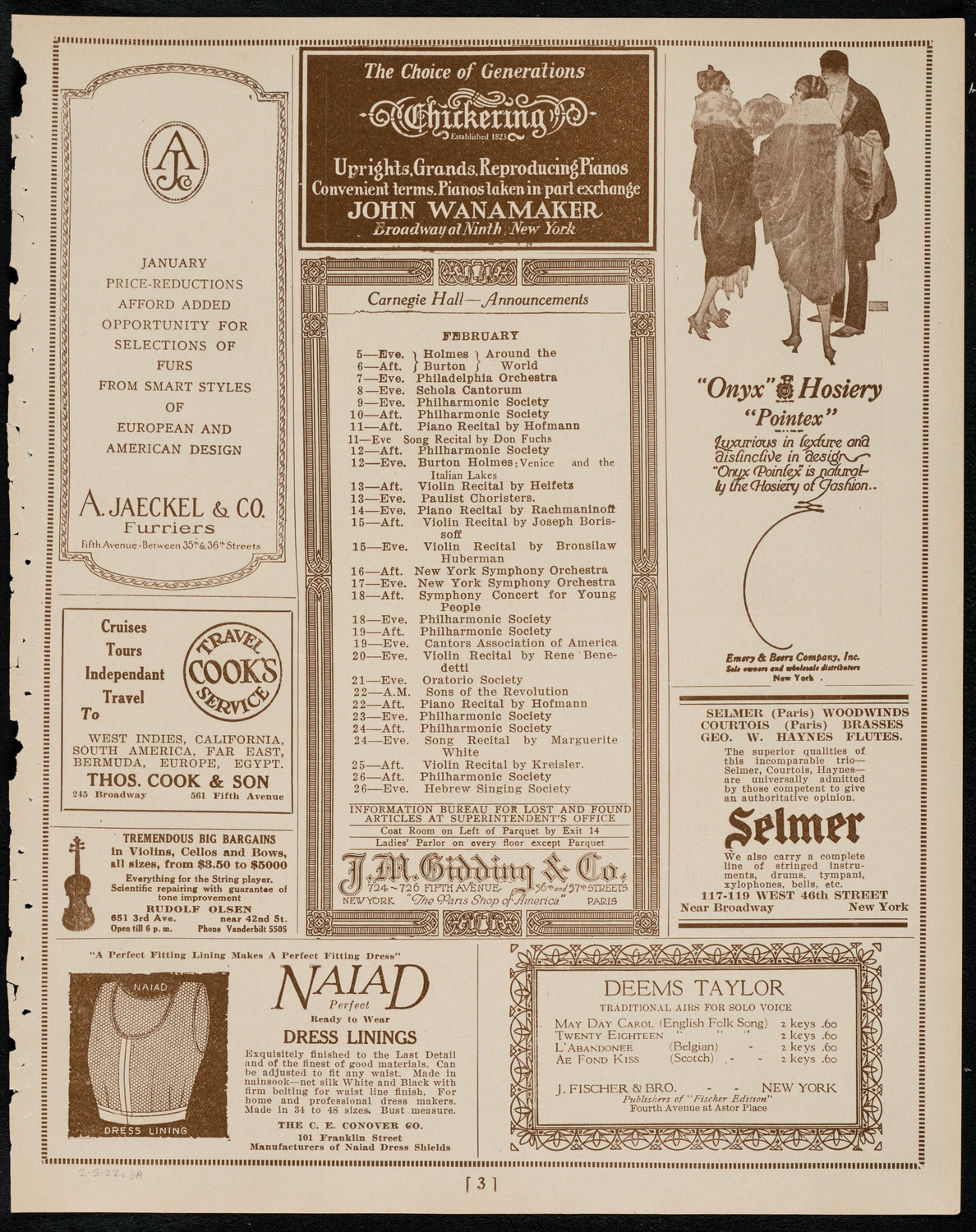 Claire Dux, Soprano, February 5, 1922, program page 3